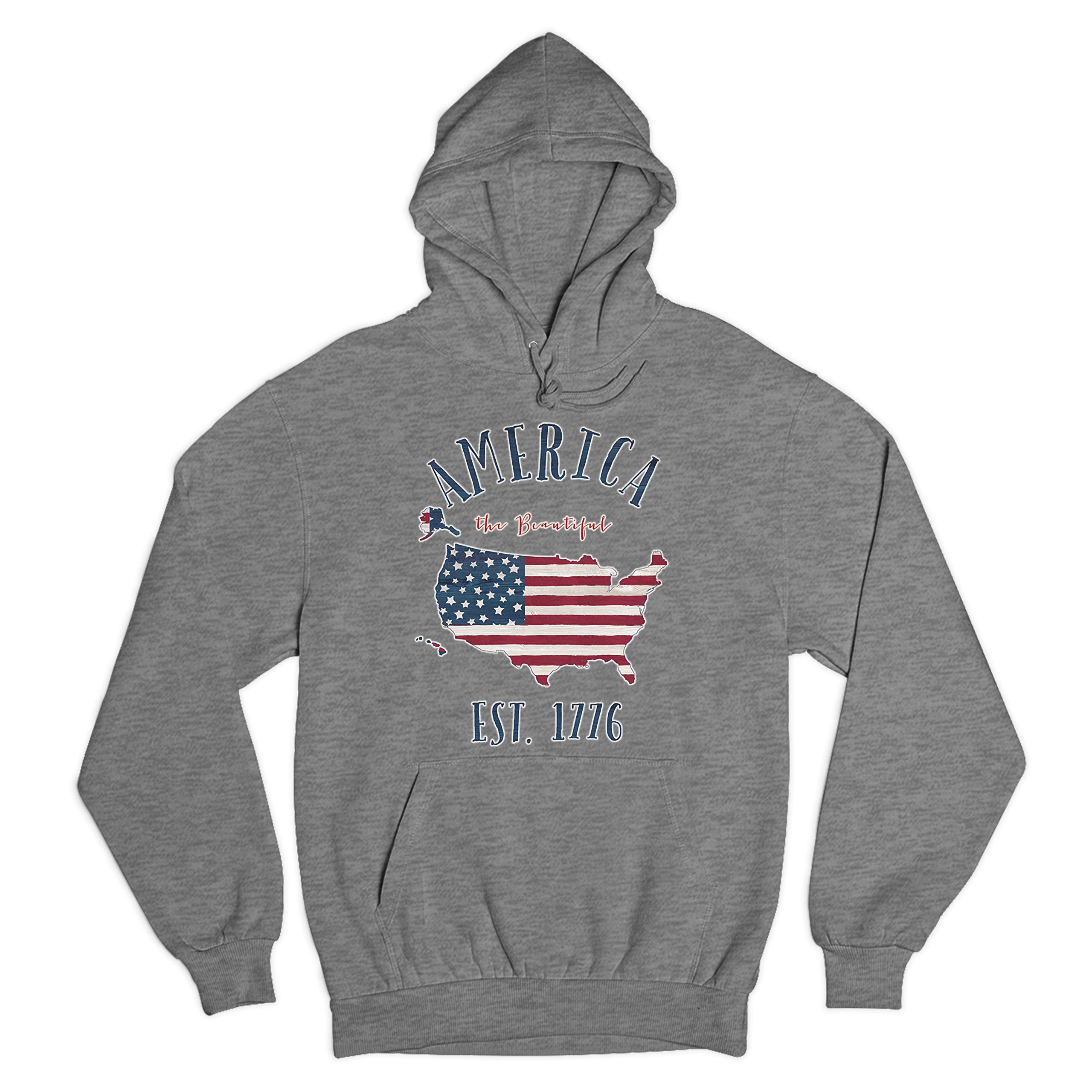 America the Beautiful Est. 1776 Sweatshirt Patriotic 4th of July USA Hoodie - Picture 7 of 11