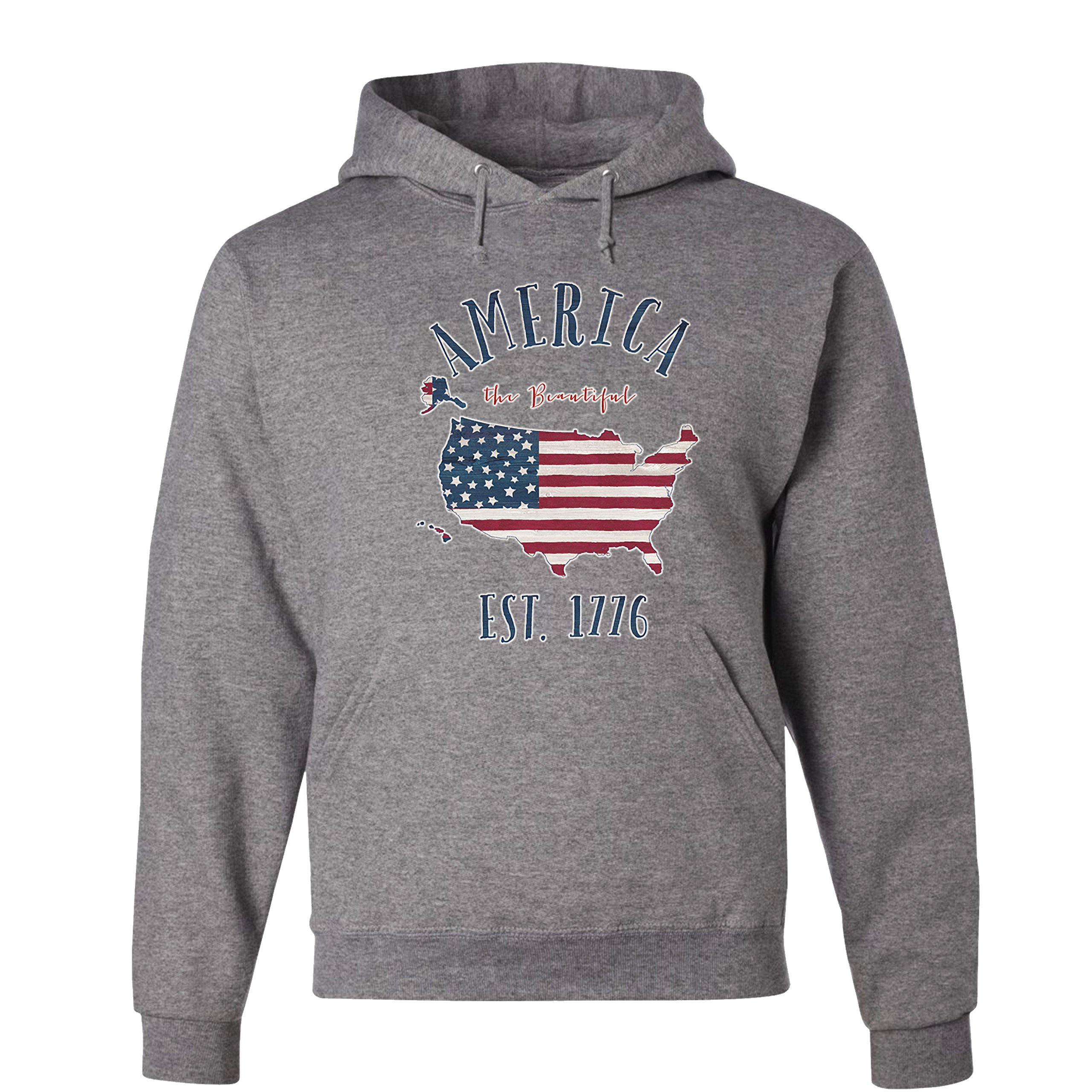 America the Beautiful Est. 1776 Sweatshirt Patriotic 4th of July USA Hoodie - Picture 8 of 11
