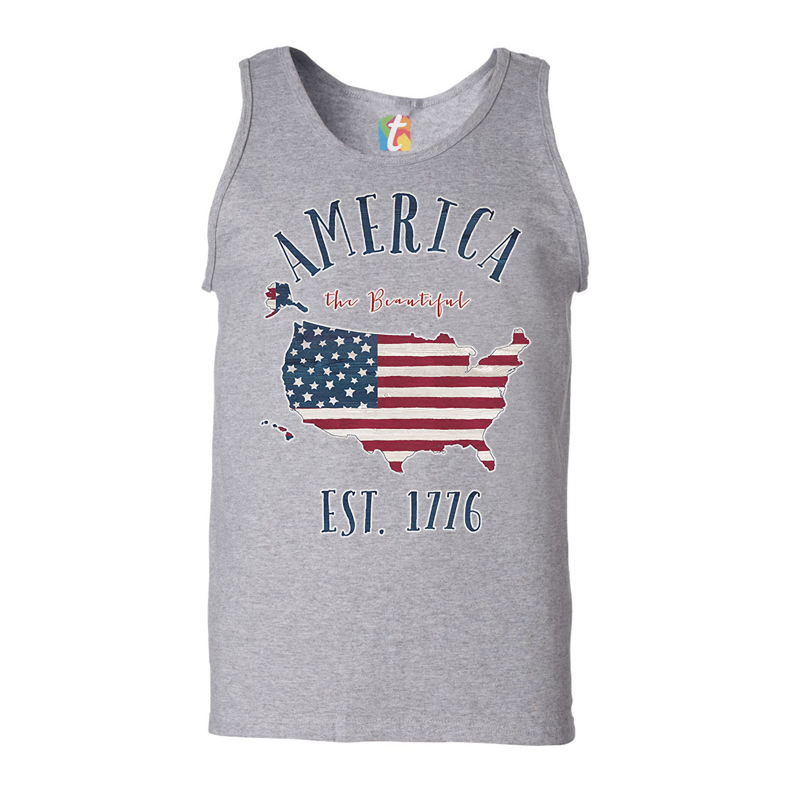 America the Beautiful Est. 1776 Tank Top Patriotic 4th of July USA Men's Top - Picture 7 of 9