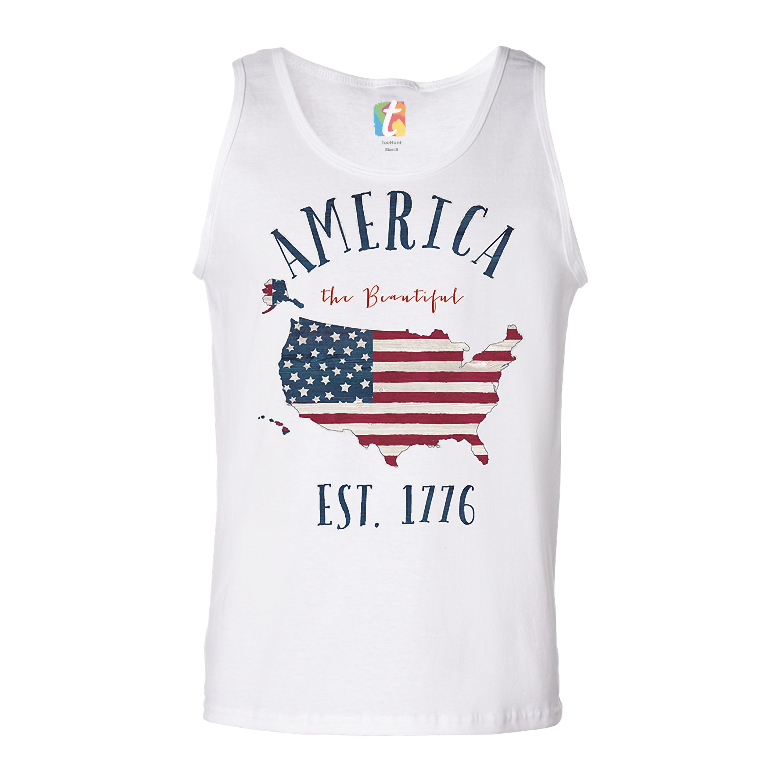 America the Beautiful Est. 1776 Tank Top Patriotic 4th of July USA Men's Top - Picture 3 of 9