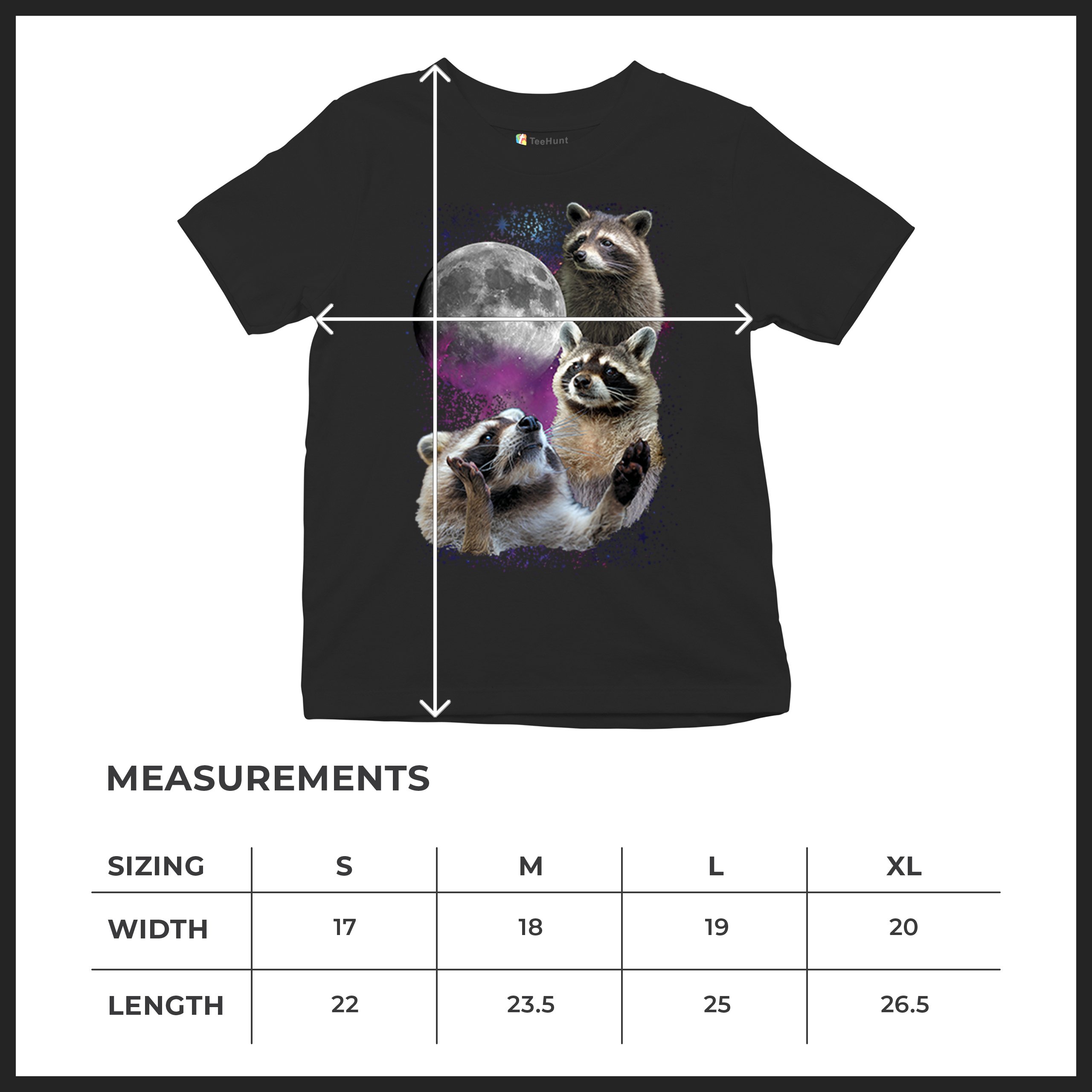 Racoons Howling at the Moon Youth T-shirt Funny Wildlife Animal in Space Kids - Picture 8 of 50