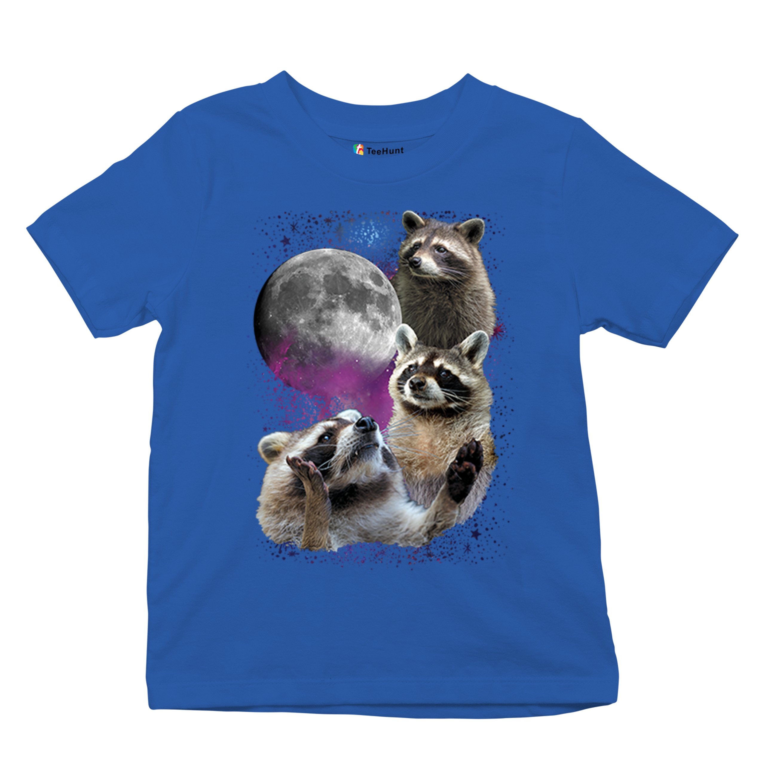 Racoons Howling at the Moon Youth T-shirt Funny Wildlife Animal in Space Kids - Picture 41 of 50