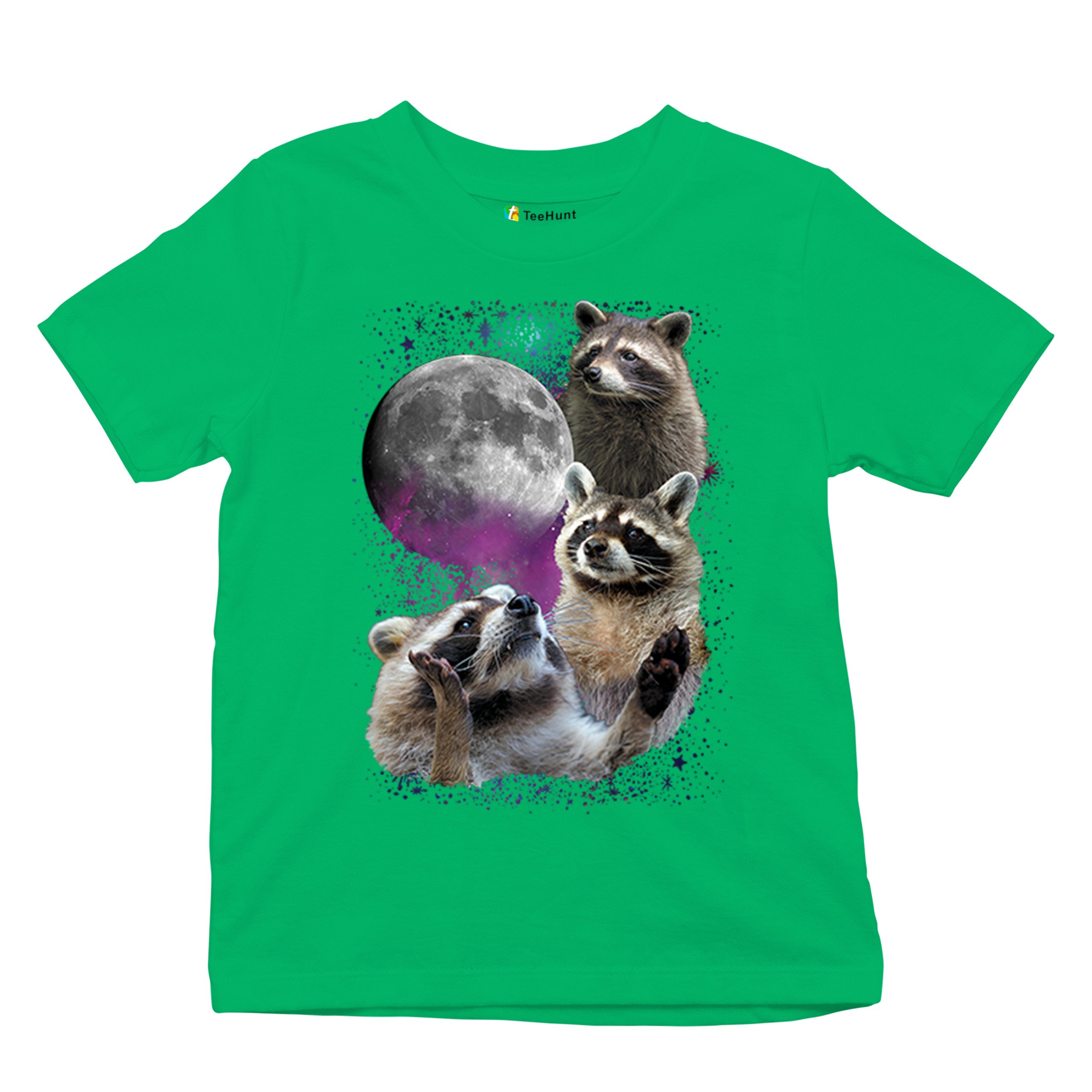 Racoons Howling at the Moon Youth T-shirt Funny Wildlife Animal in Space Kids - Picture 34 of 50