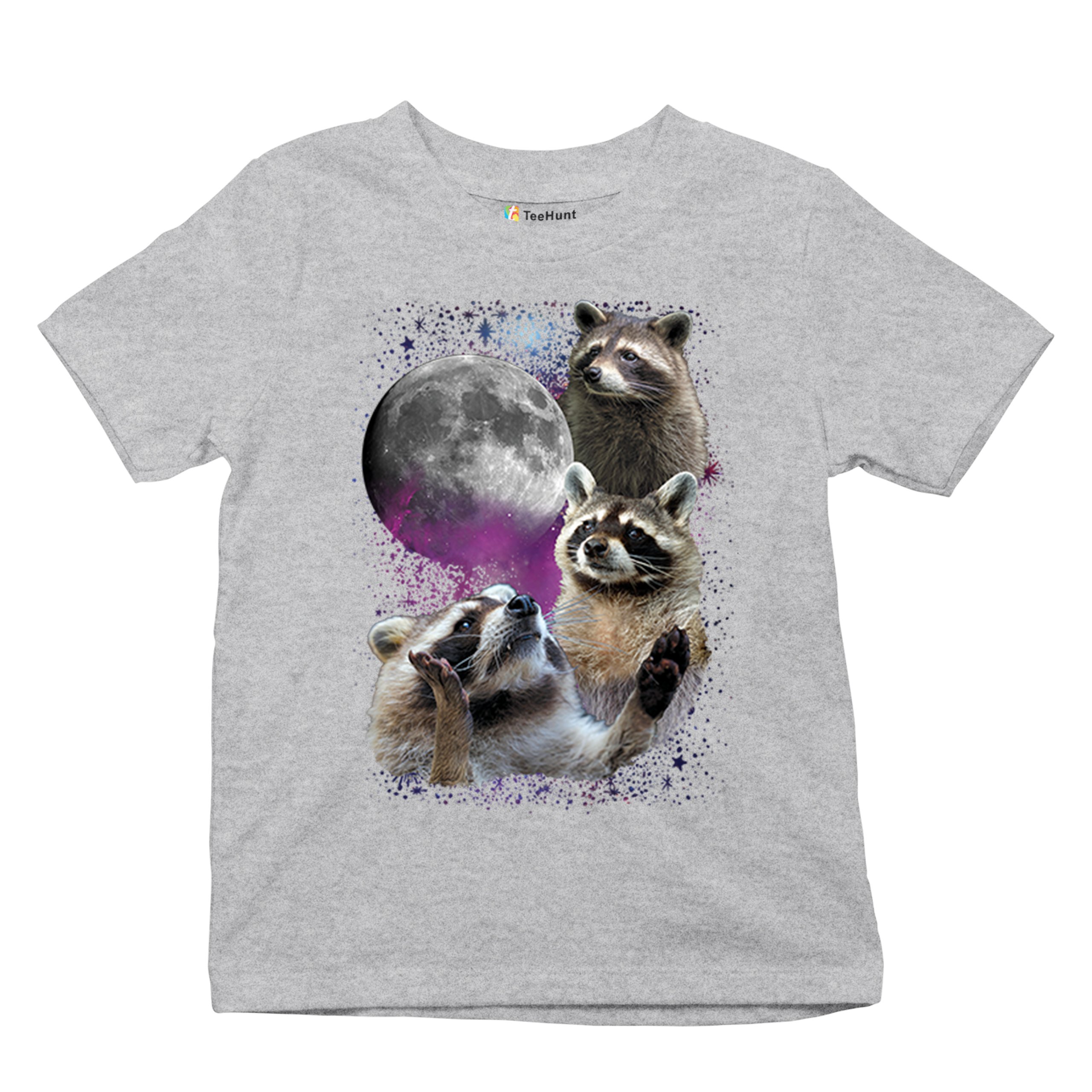 Racoons Howling at the Moon Youth T-shirt Funny Wildlife Animal in Space Kids - Picture 13 of 50