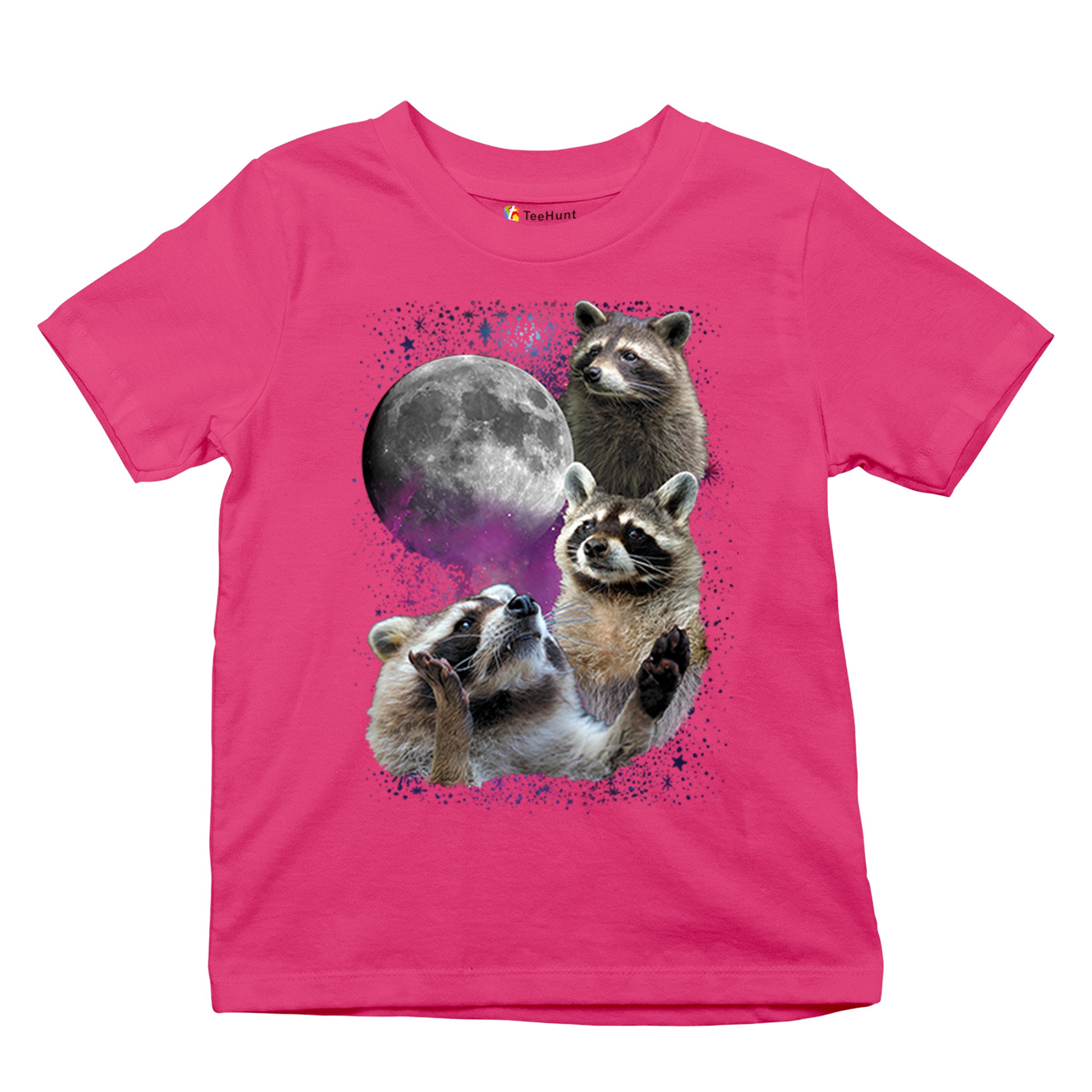 Racoons Howling at the Moon Youth T-shirt Funny Wildlife Animal in Space Kids - Picture 48 of 50