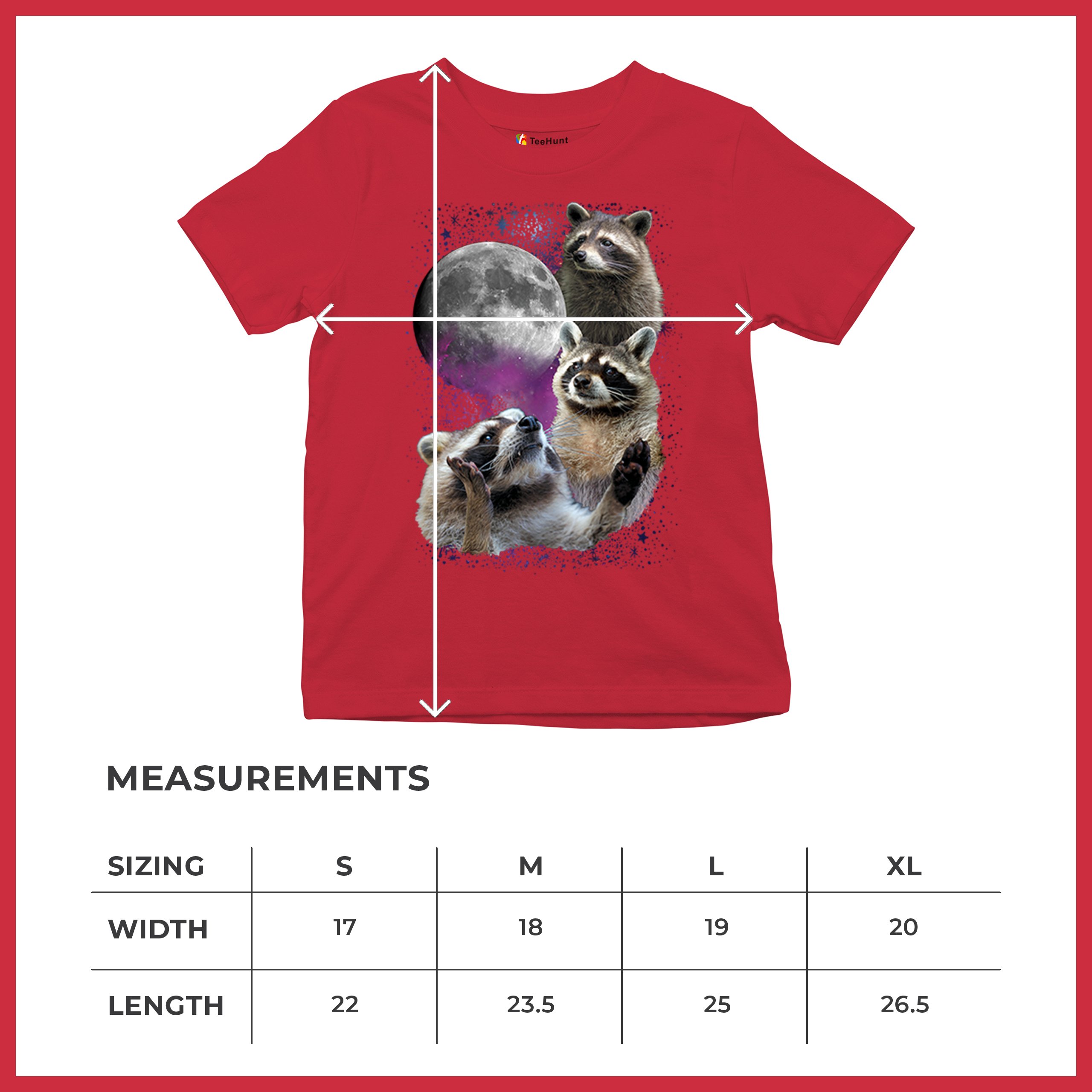 Racoons Howling at the Moon Youth T-shirt Funny Wildlife Animal in Space Kids - Picture 22 of 50
