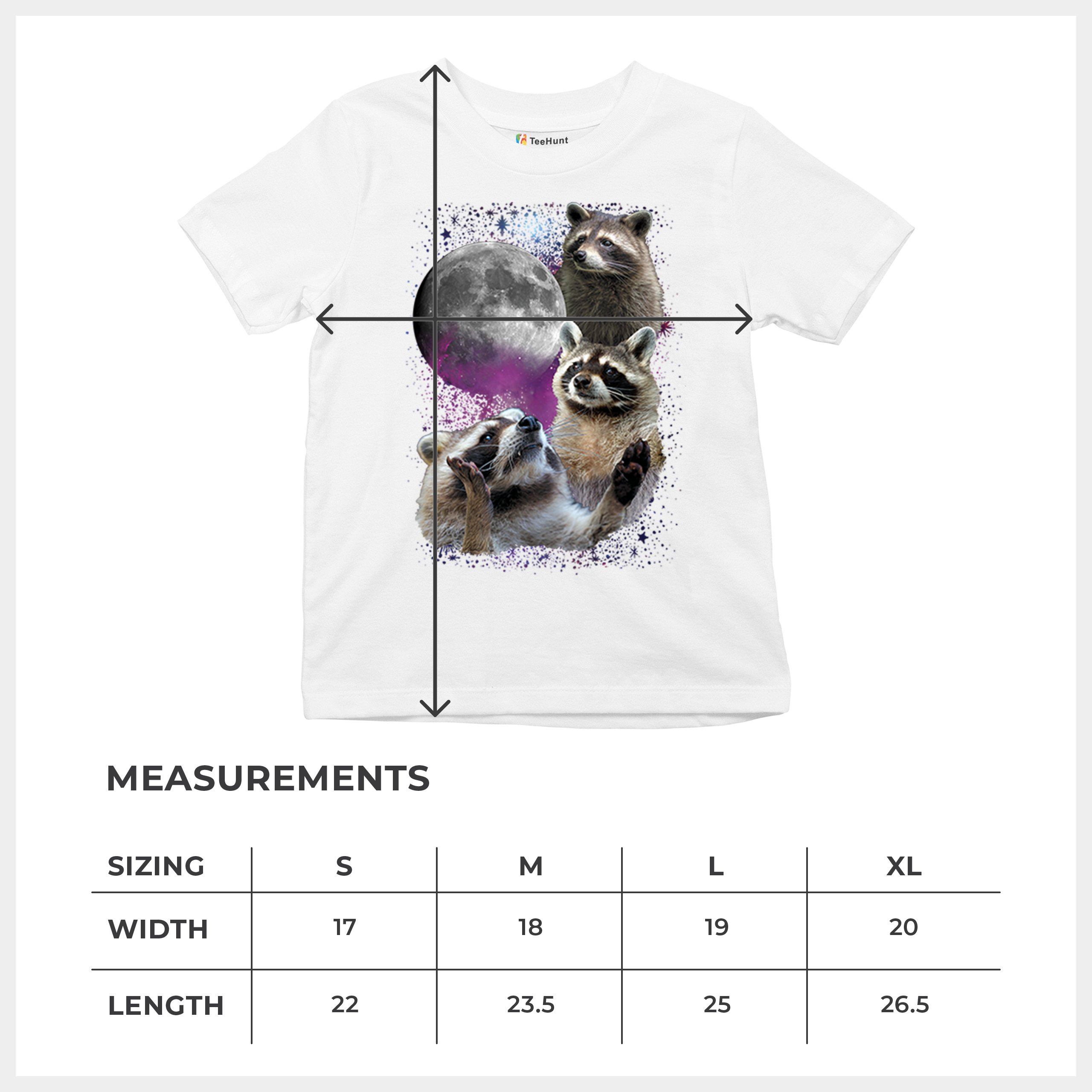 Racoons Howling at the Moon Youth T-shirt Funny Wildlife Animal in Space Kids - Picture 29 of 50