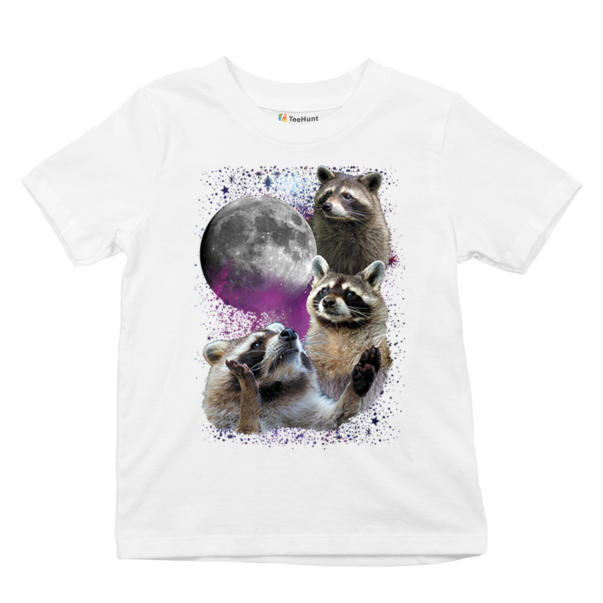 Racoons Howling at the Moon Youth T-shirt Funny Wildlife Animal in Space Kids - Picture 27 of 50
