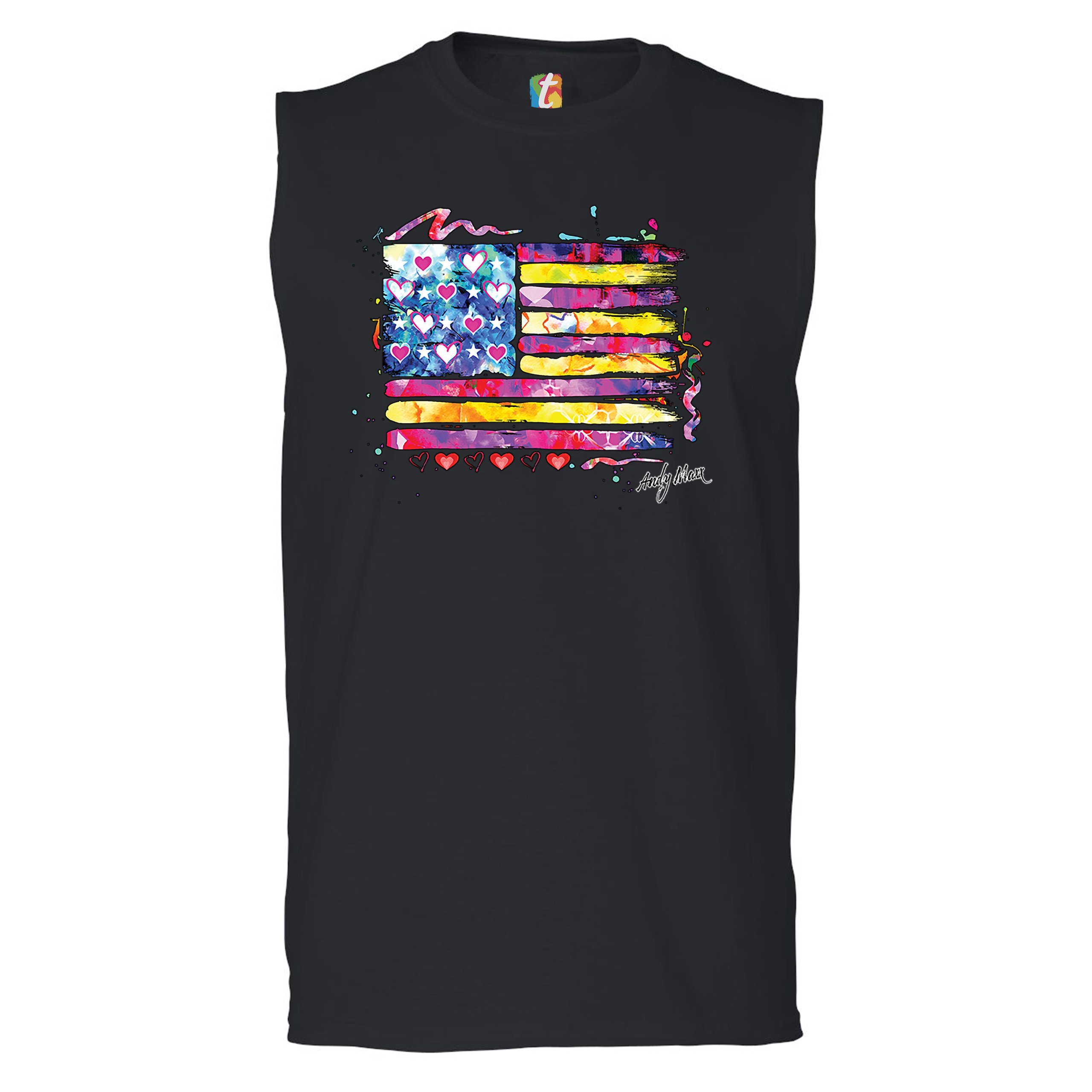 Colorful American Flag Muscle Shirt Patriotic 4th of July Independence Men's - Picture 3 of 21