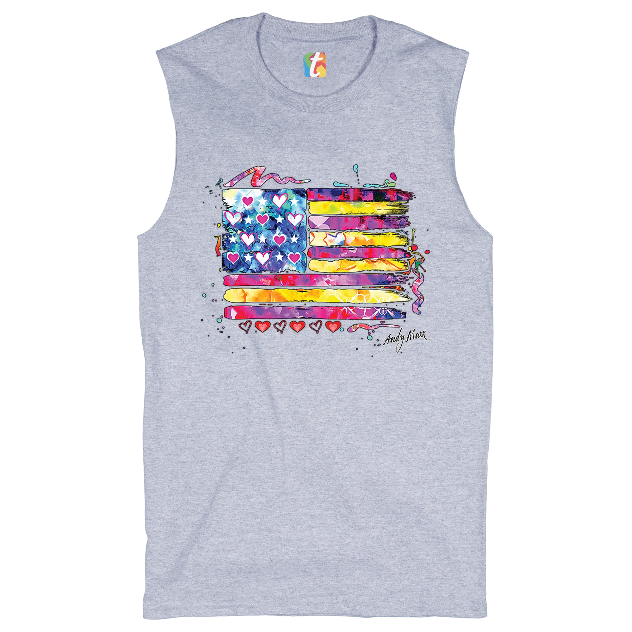 Colorful American Flag Muscle Shirt Patriotic 4th of July Independence Men's - Picture 6 of 21