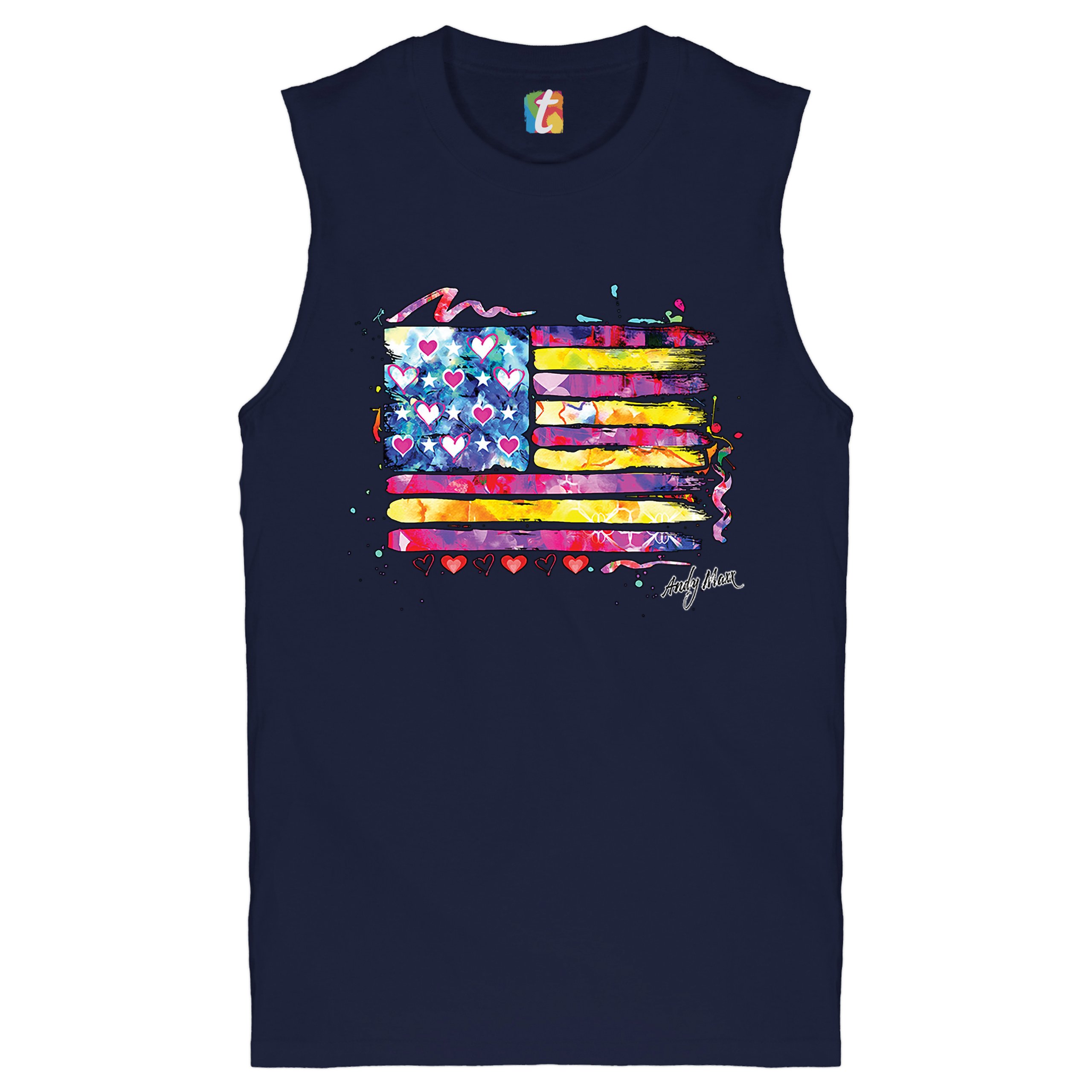 Colorful American Flag Muscle Shirt Patriotic 4th of July Independence Men's - Picture 18 of 21