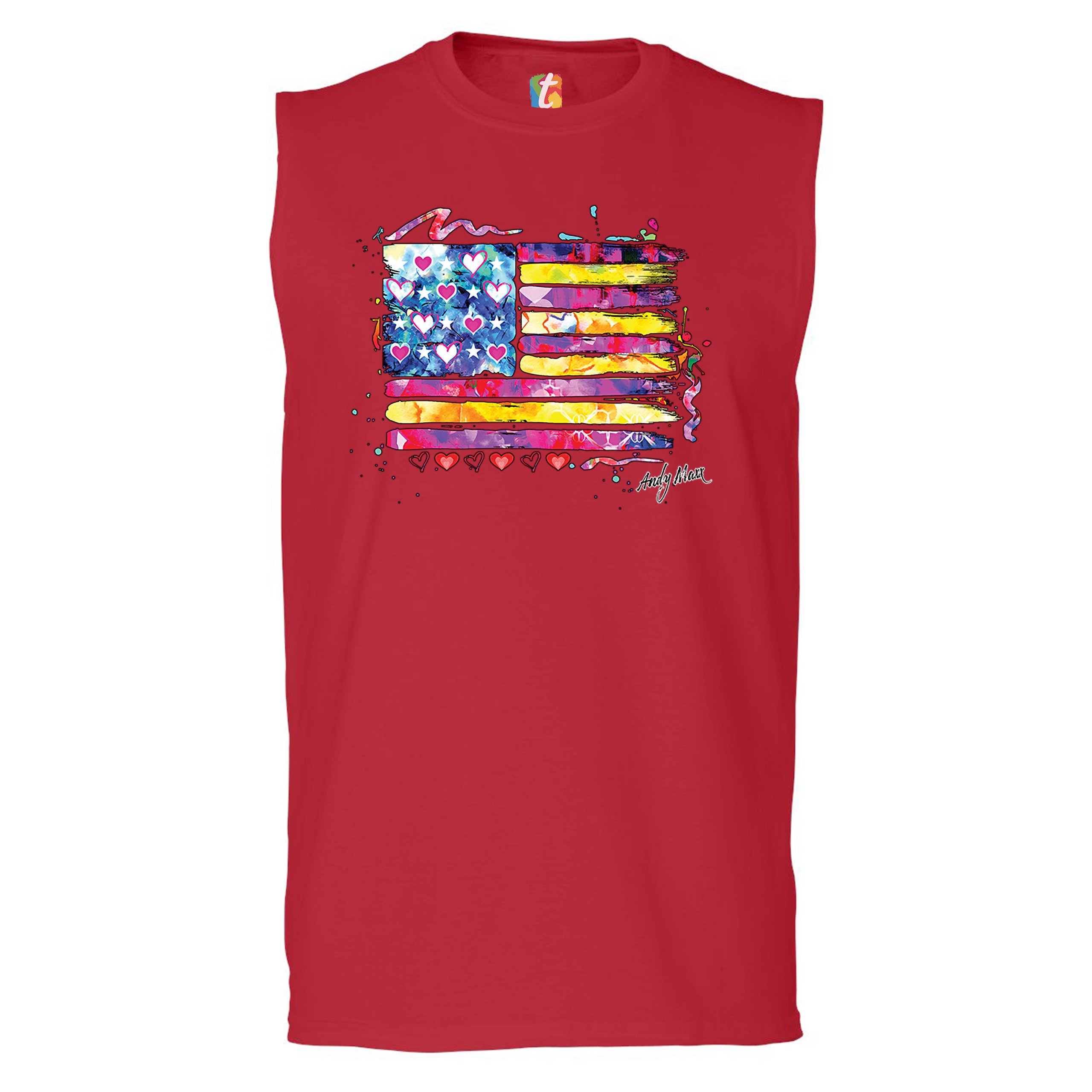 Colorful American Flag Muscle Shirt Patriotic 4th of July Independence Men's - Picture 11 of 21