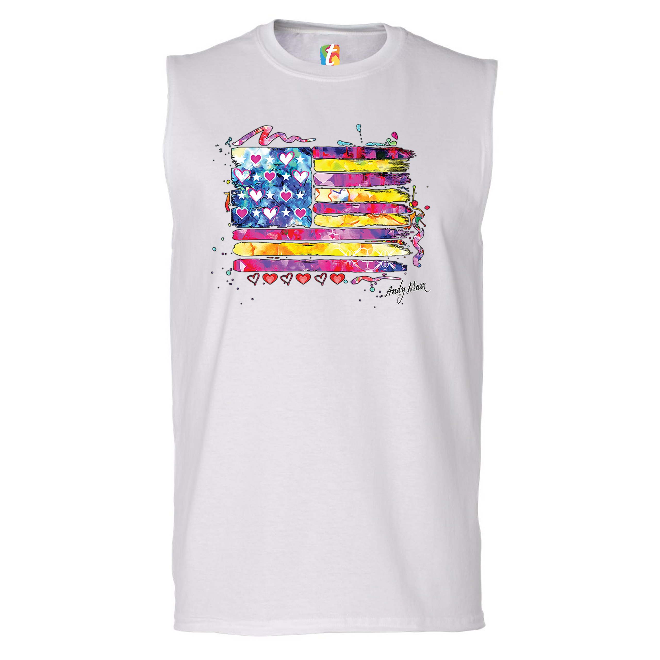 Colorful American Flag Muscle Shirt Patriotic 4th of July Independence Men's - Picture 15 of 21