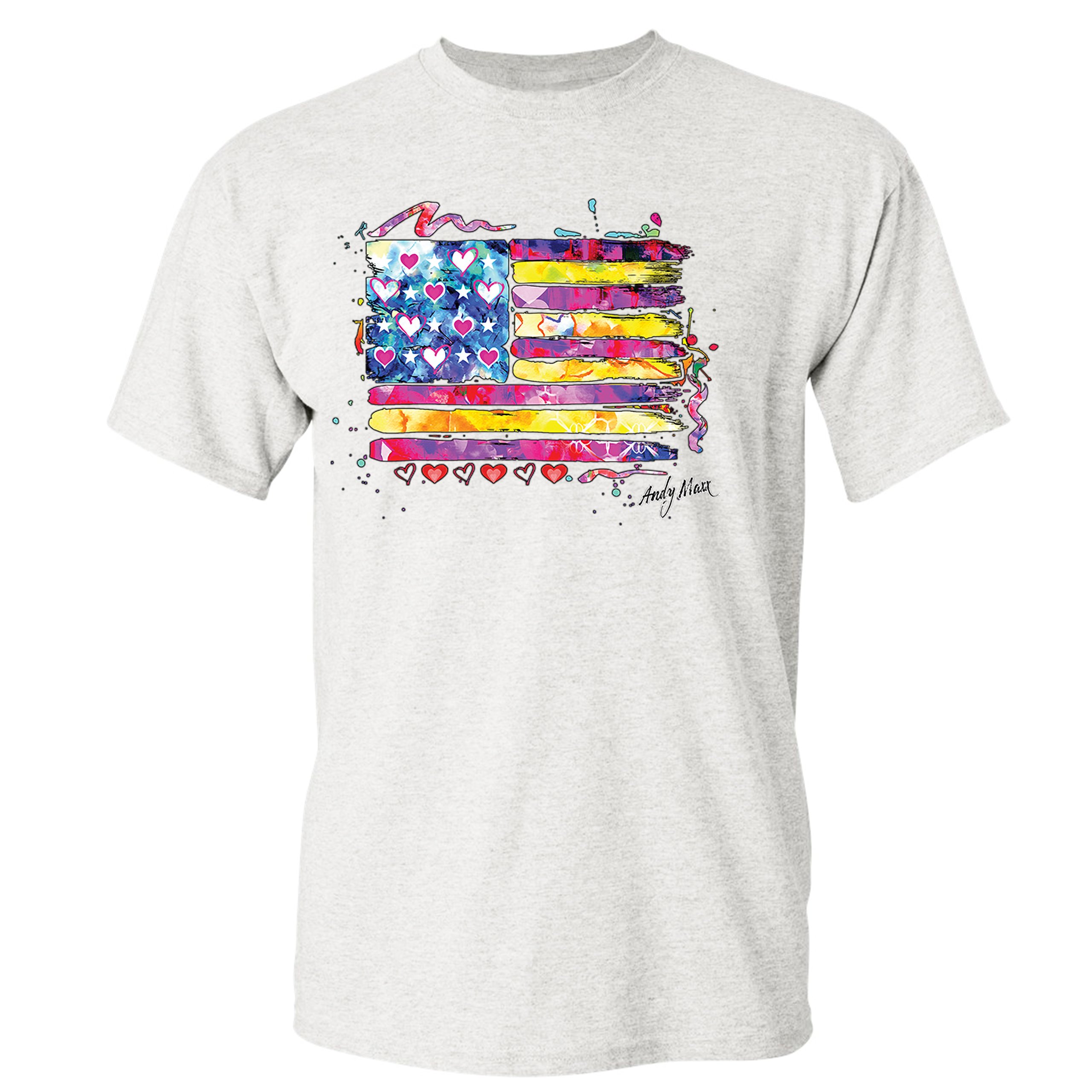 Colorful American Flag T-shirt Patriotic 4th of July Independence Men's Tee - Picture 39 of 65