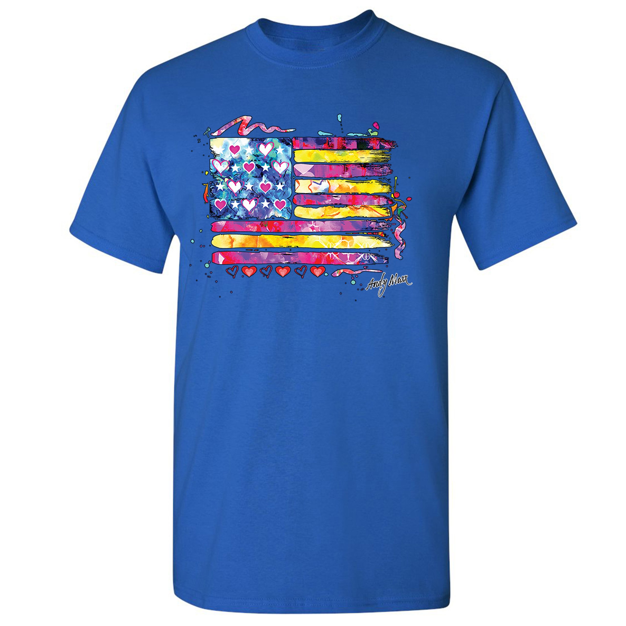 Colorful American Flag T-shirt Patriotic 4th of July Independence Men's Tee - Picture 59 of 65