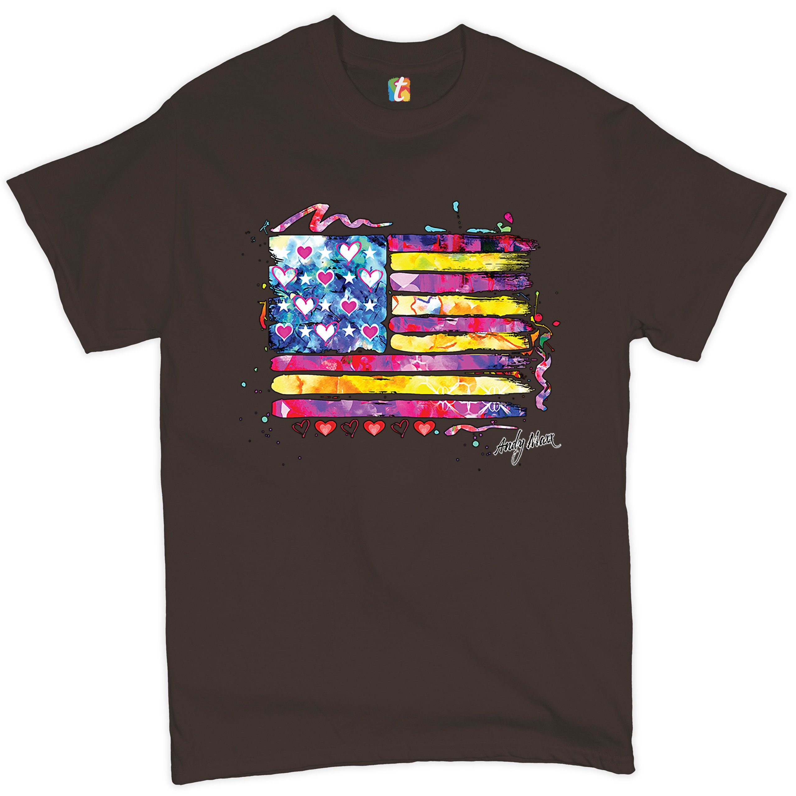 Colorful American Flag T-shirt Patriotic 4th of July Independence Men's Tee - Picture 42 of 65