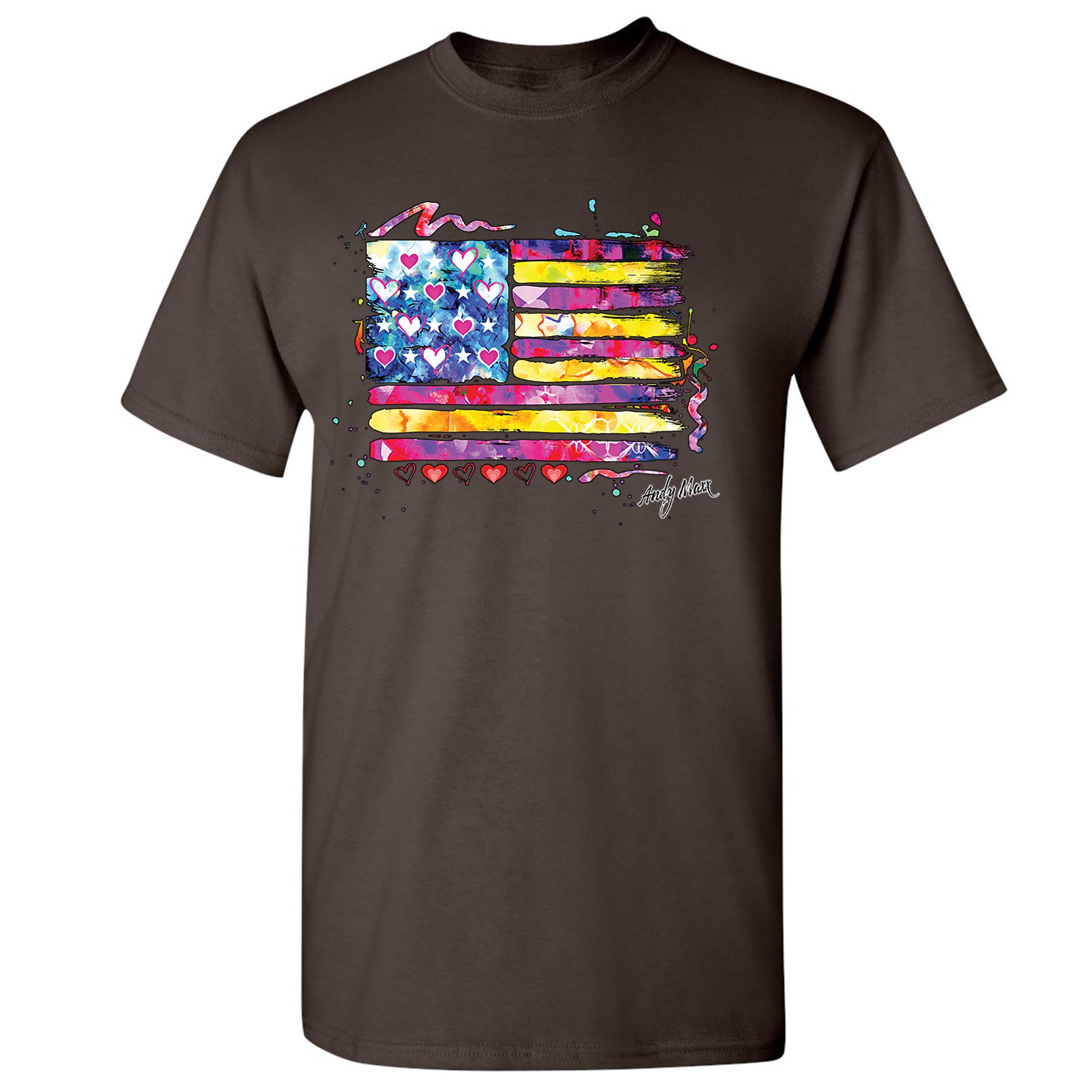 Colorful American Flag T-shirt Patriotic 4th of July Independence Men's Tee - Picture 43 of 65