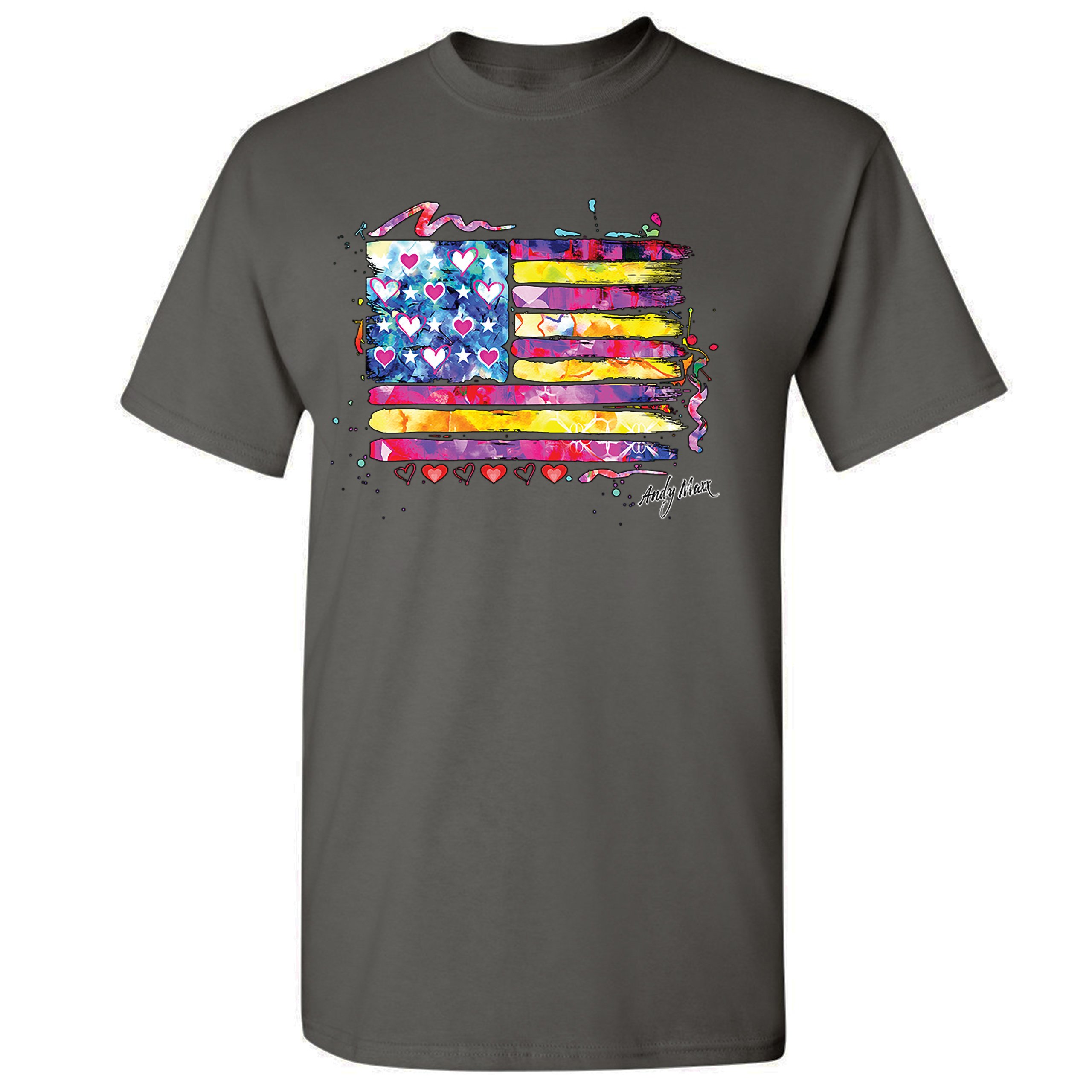 Colorful American Flag T-shirt Patriotic 4th of July Independence Men's Tee - Picture 47 of 65