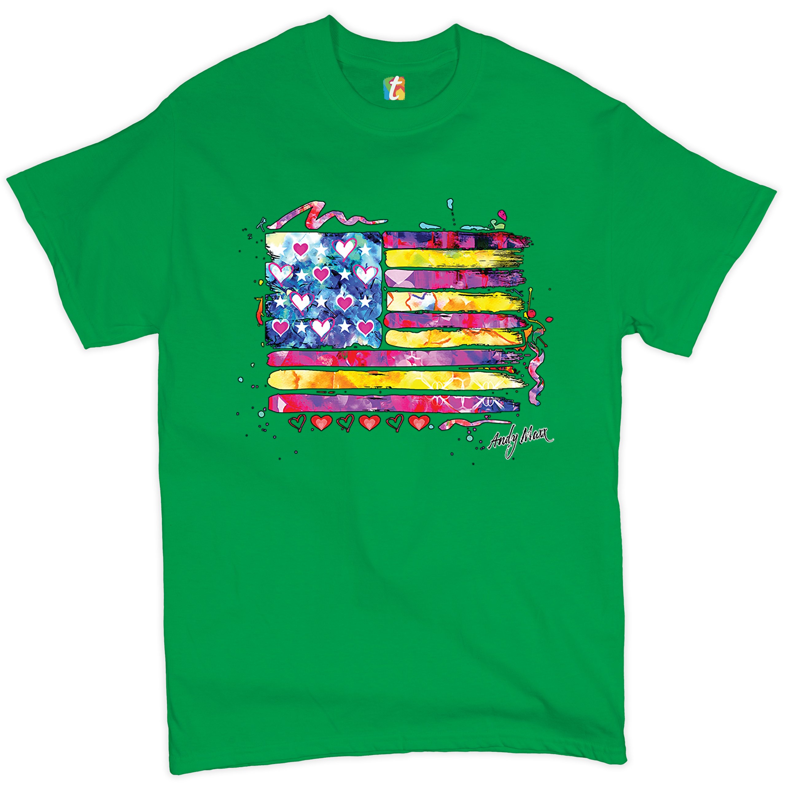 Colorful American Flag T-shirt Patriotic 4th of July Independence Men's Tee - Picture 34 of 65