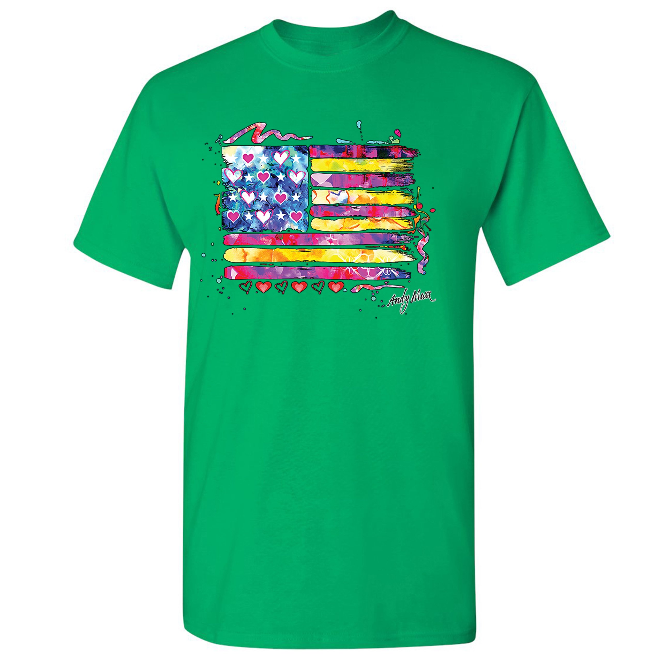 Colorful American Flag T-shirt Patriotic 4th of July Independence Men's Tee - Picture 35 of 65