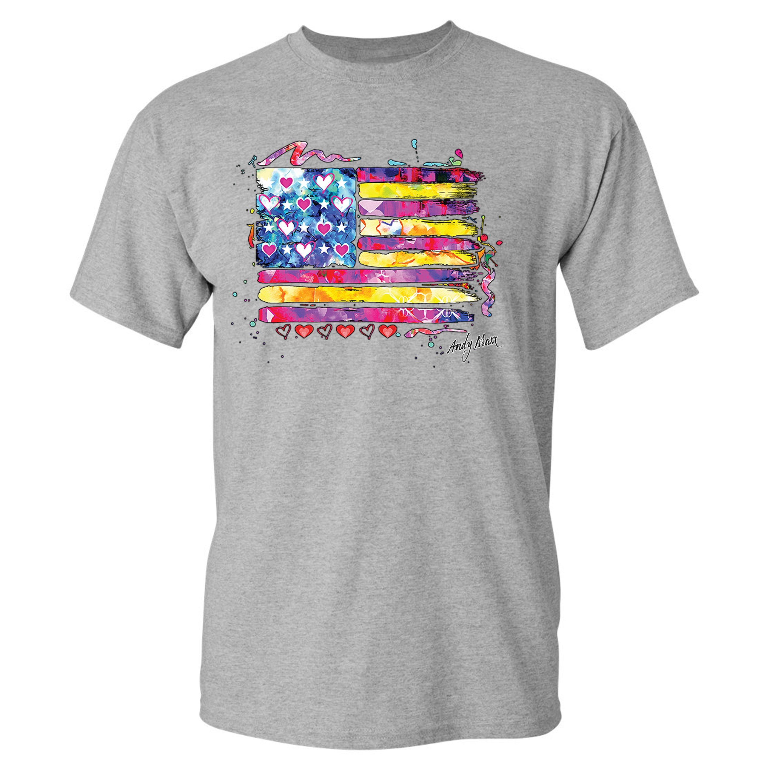 Colorful American Flag T-shirt Patriotic 4th of July Independence Men's Tee - Picture 7 of 65