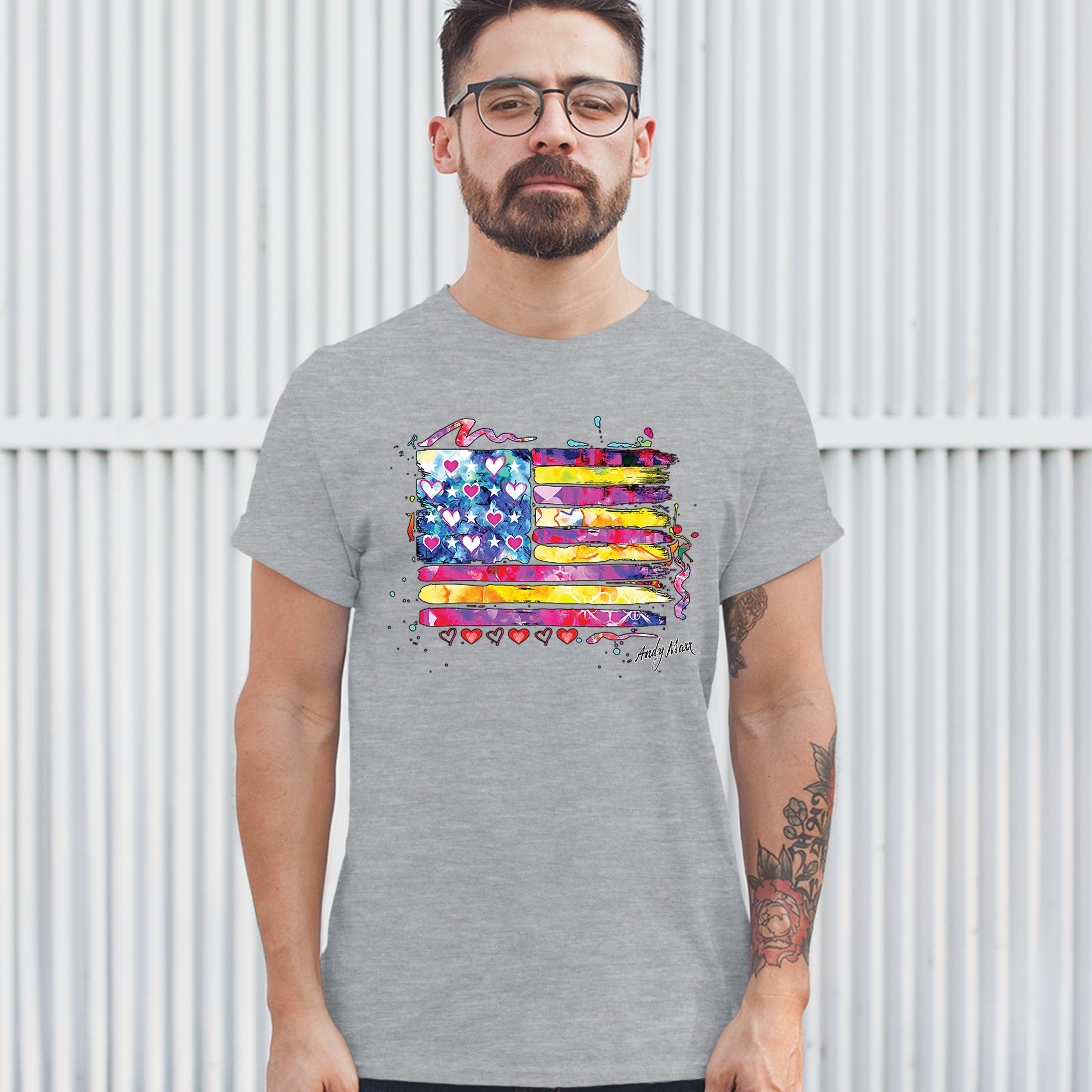 Colorful American Flag T-shirt Patriotic 4th of July Independence Men's Tee - Picture 9 of 65