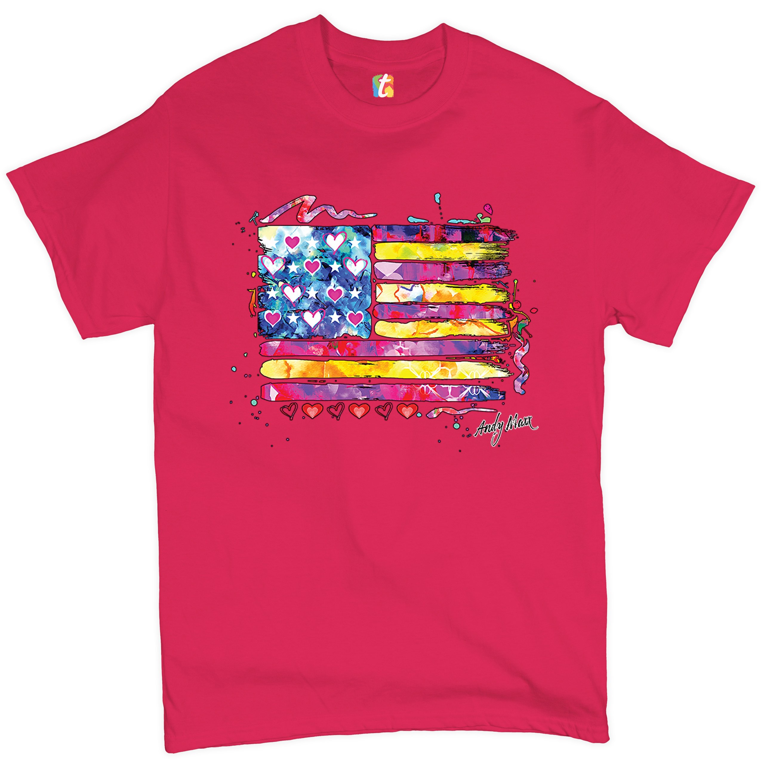 Colorful American Flag T-shirt Patriotic 4th of July Independence Men's Tee - Picture 14 of 65