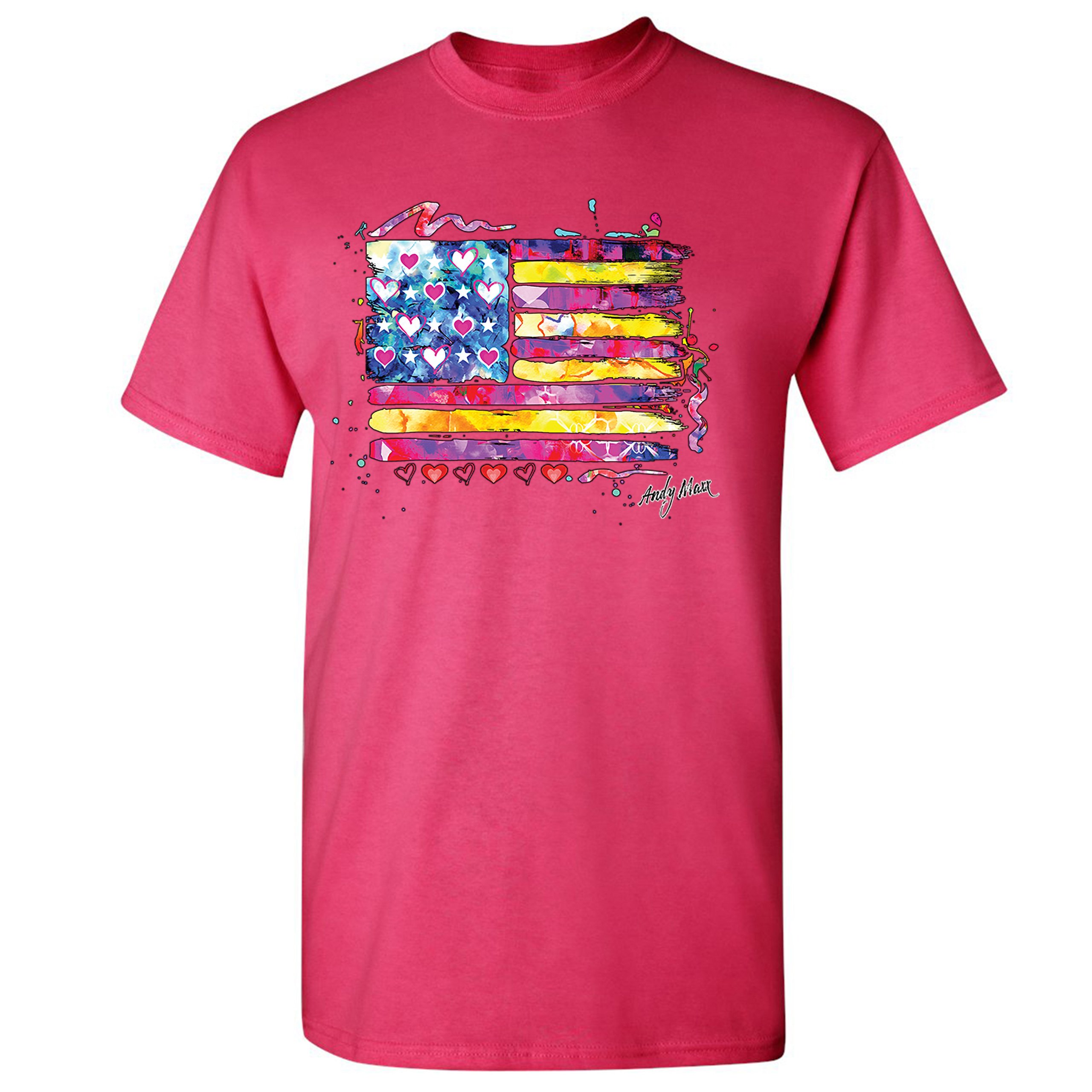 Colorful American Flag T-shirt Patriotic 4th of July Independence Men's Tee - Picture 15 of 65