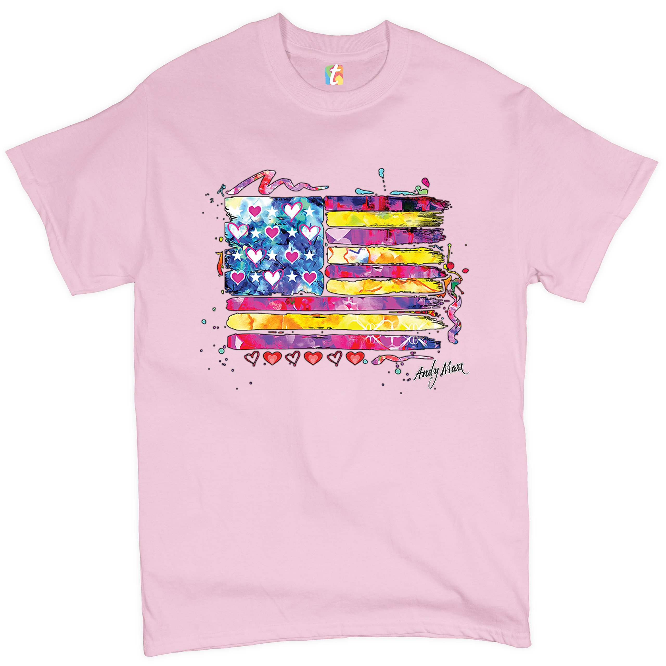 Colorful American Flag T-shirt Patriotic 4th of July Independence Men's Tee - Picture 50 of 65