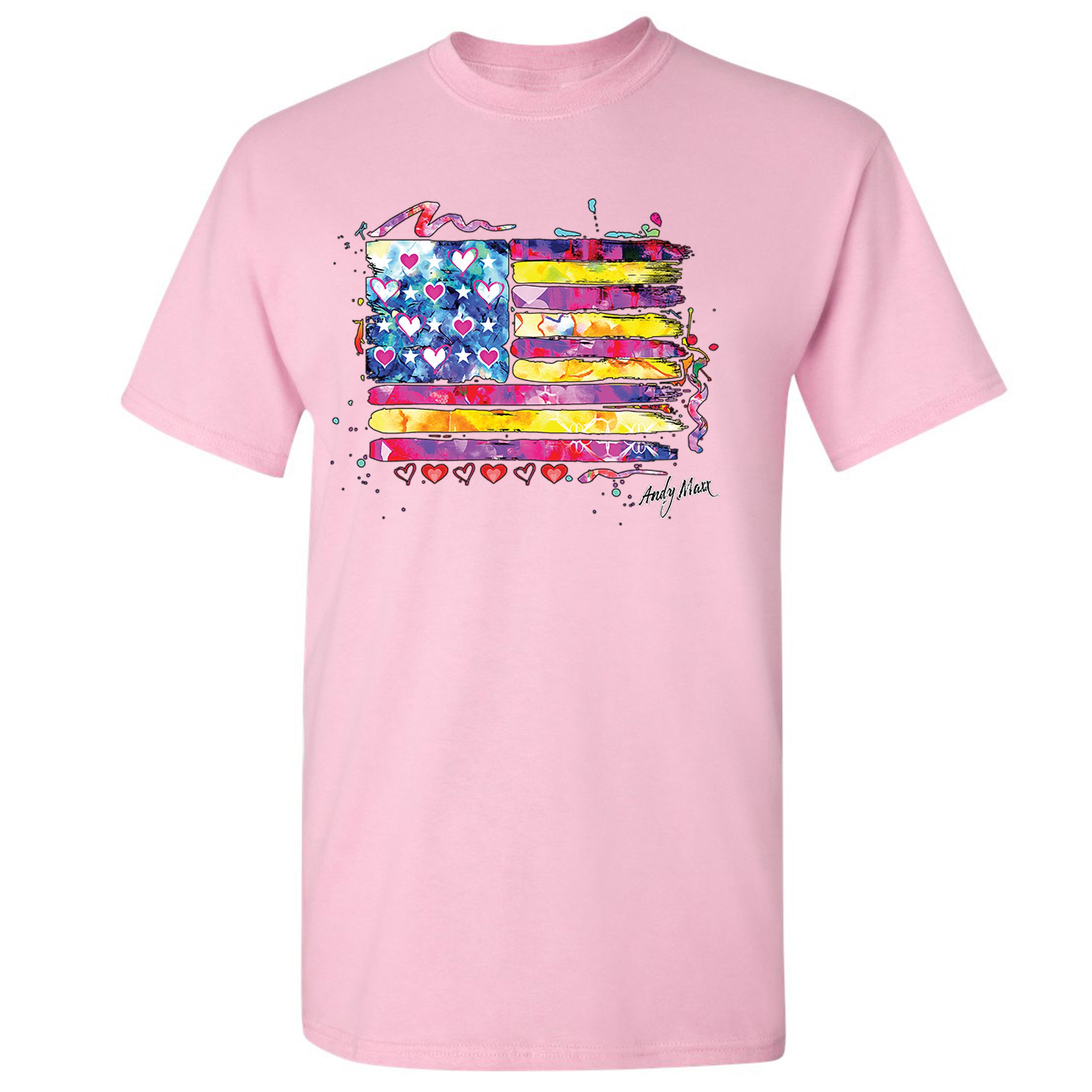 Colorful American Flag T-shirt Patriotic 4th of July Independence Men's Tee - Picture 51 of 65