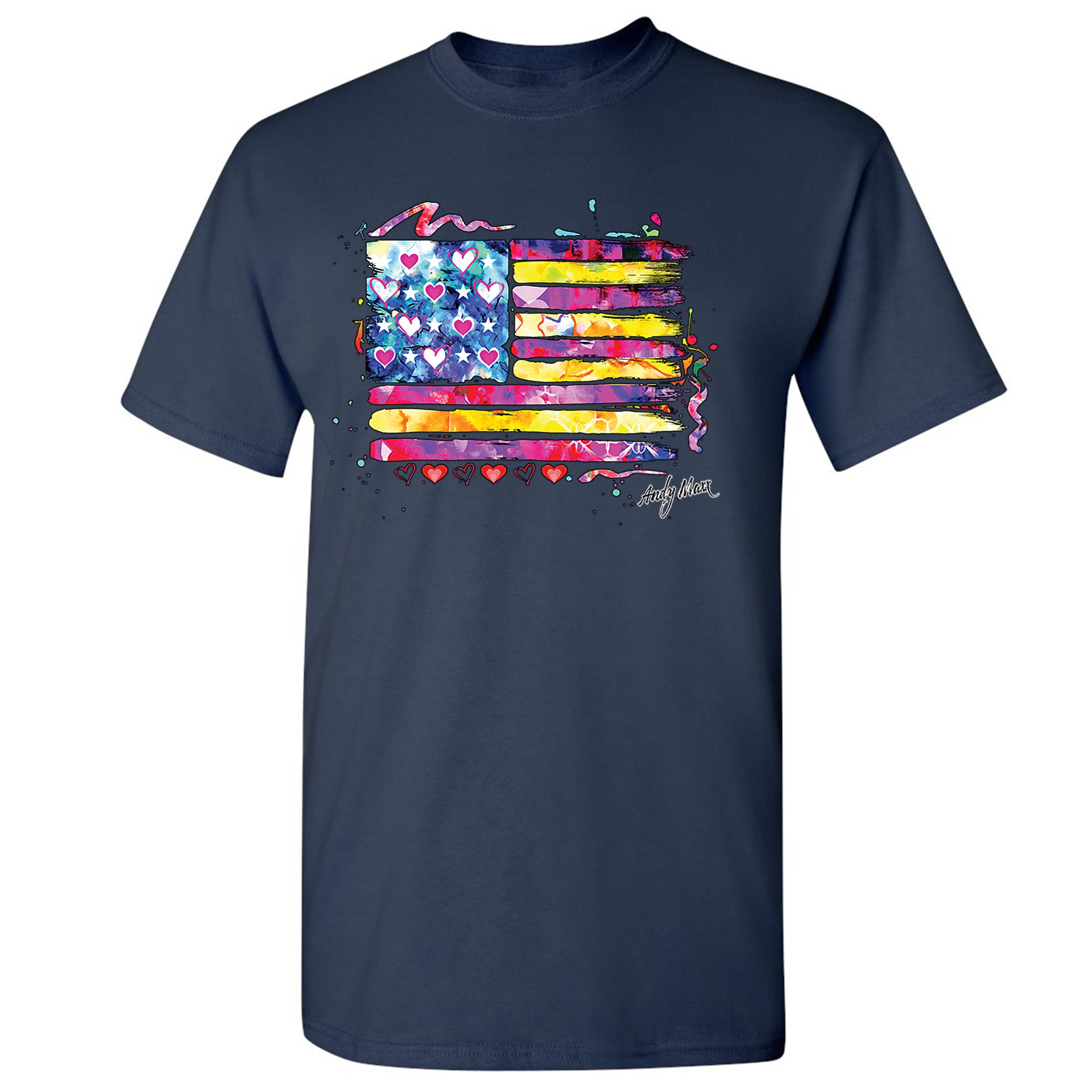 Colorful American Flag T-shirt Patriotic 4th of July Independence Men's Tee - Picture 31 of 65