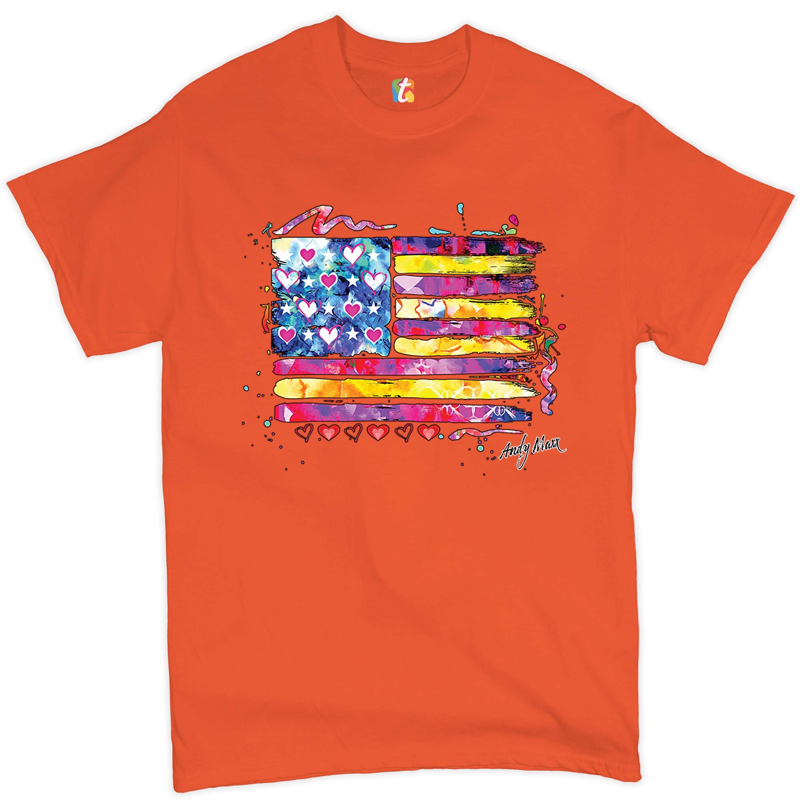 Colorful American Flag T-shirt Patriotic 4th of July Independence Men's Tee - Picture 10 of 65