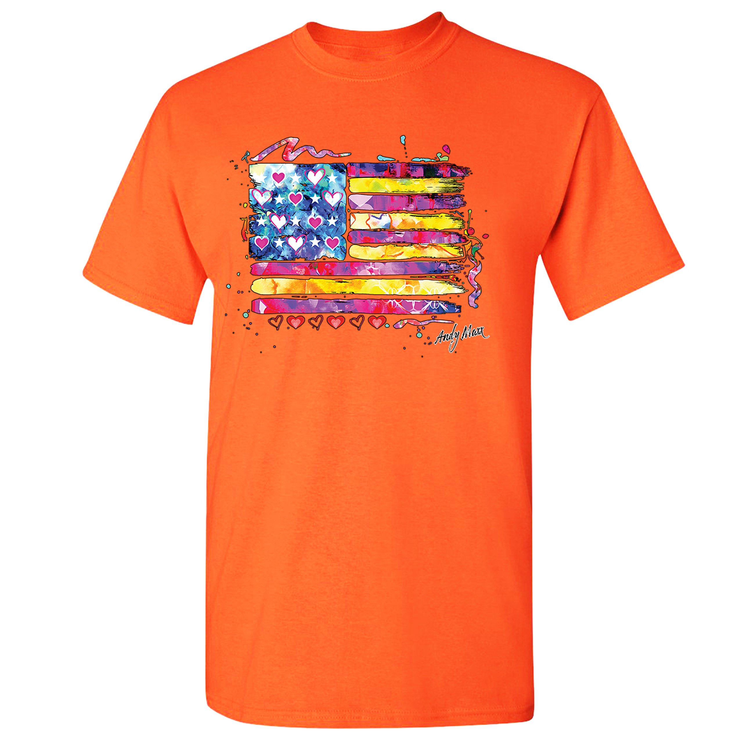 Colorful American Flag T-shirt Patriotic 4th of July Independence Men's Tee - Picture 11 of 65