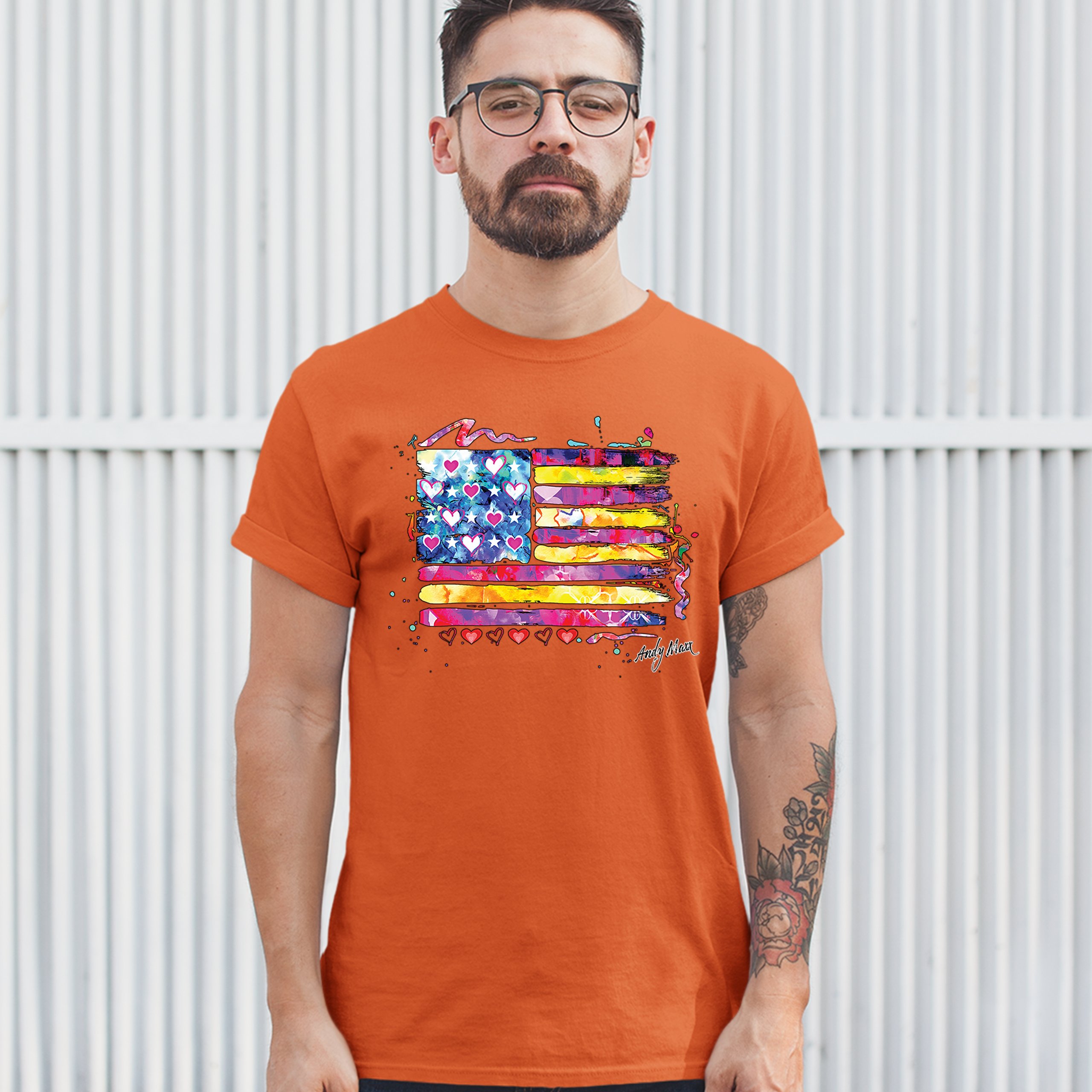 Colorful American Flag T-shirt Patriotic 4th of July Independence Men's Tee - Picture 13 of 65