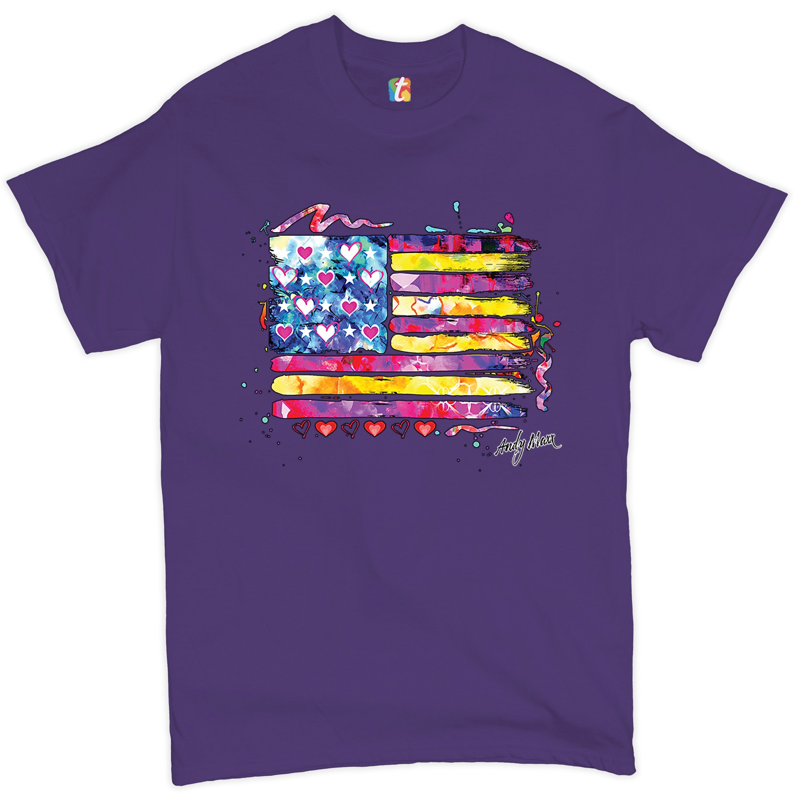 Colorful American Flag T-shirt Patriotic 4th of July Independence Men's Tee - Picture 18 of 65