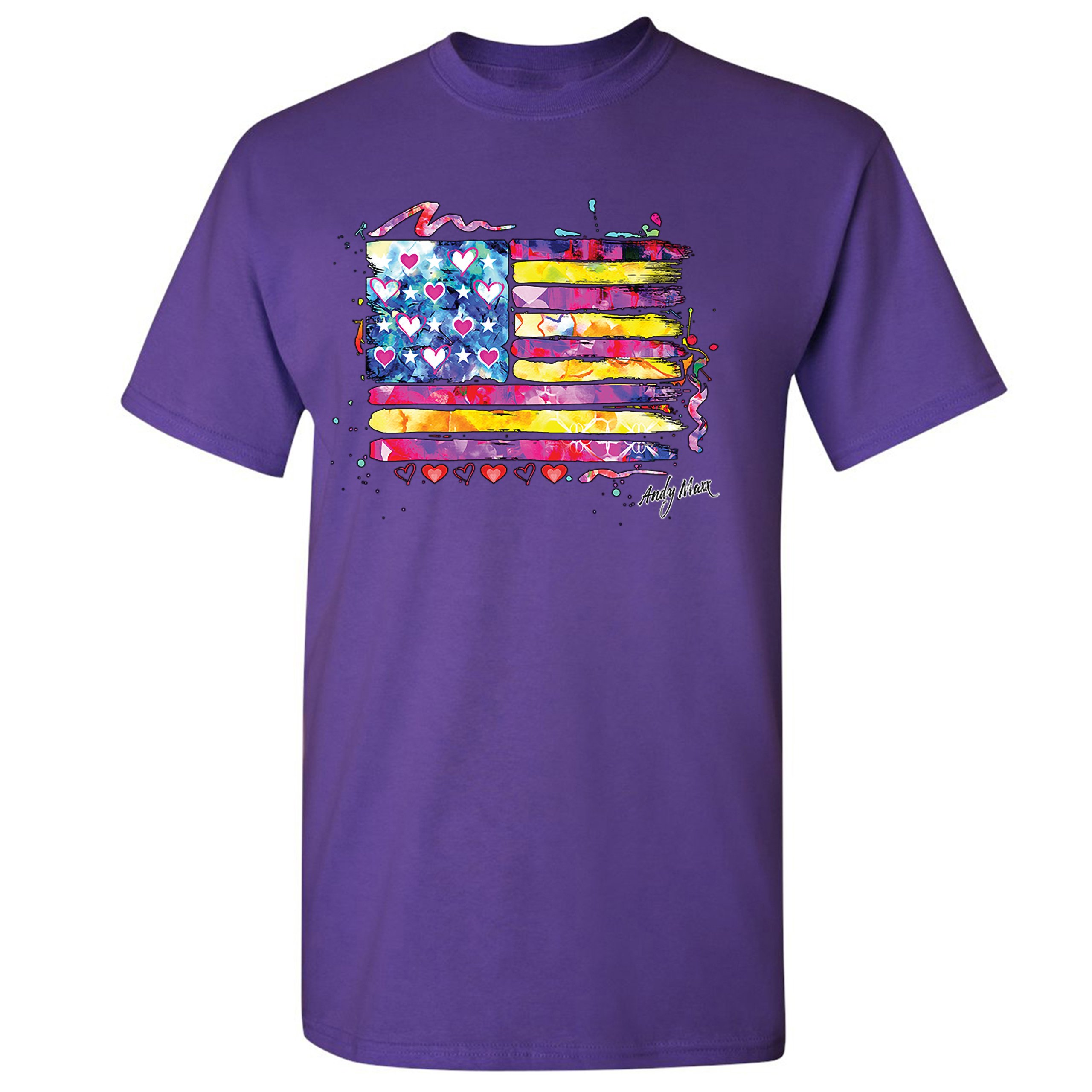 Colorful American Flag T-shirt Patriotic 4th of July Independence Men's Tee - Picture 19 of 65