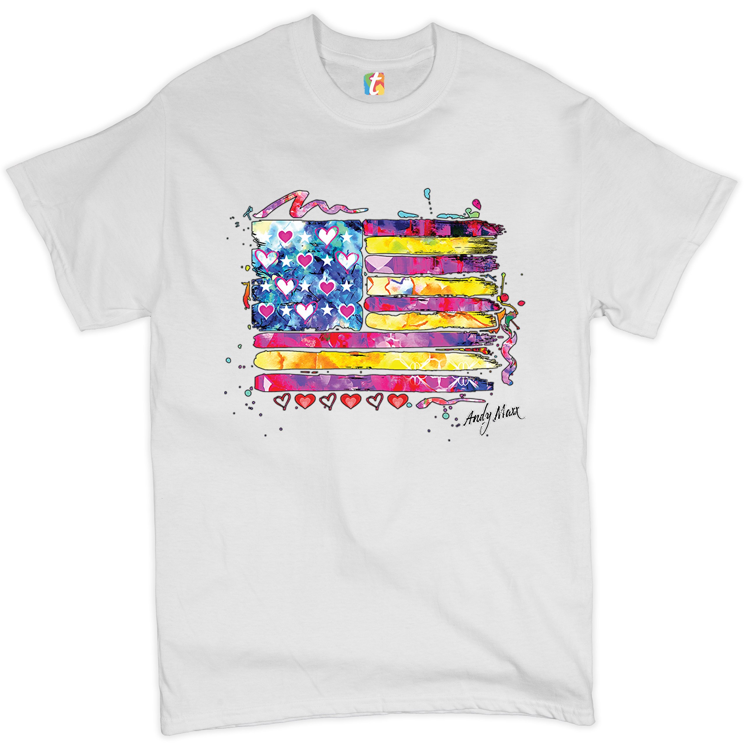 Colorful American Flag T-shirt Patriotic 4th of July Independence Men's Tee - Picture 26 of 65