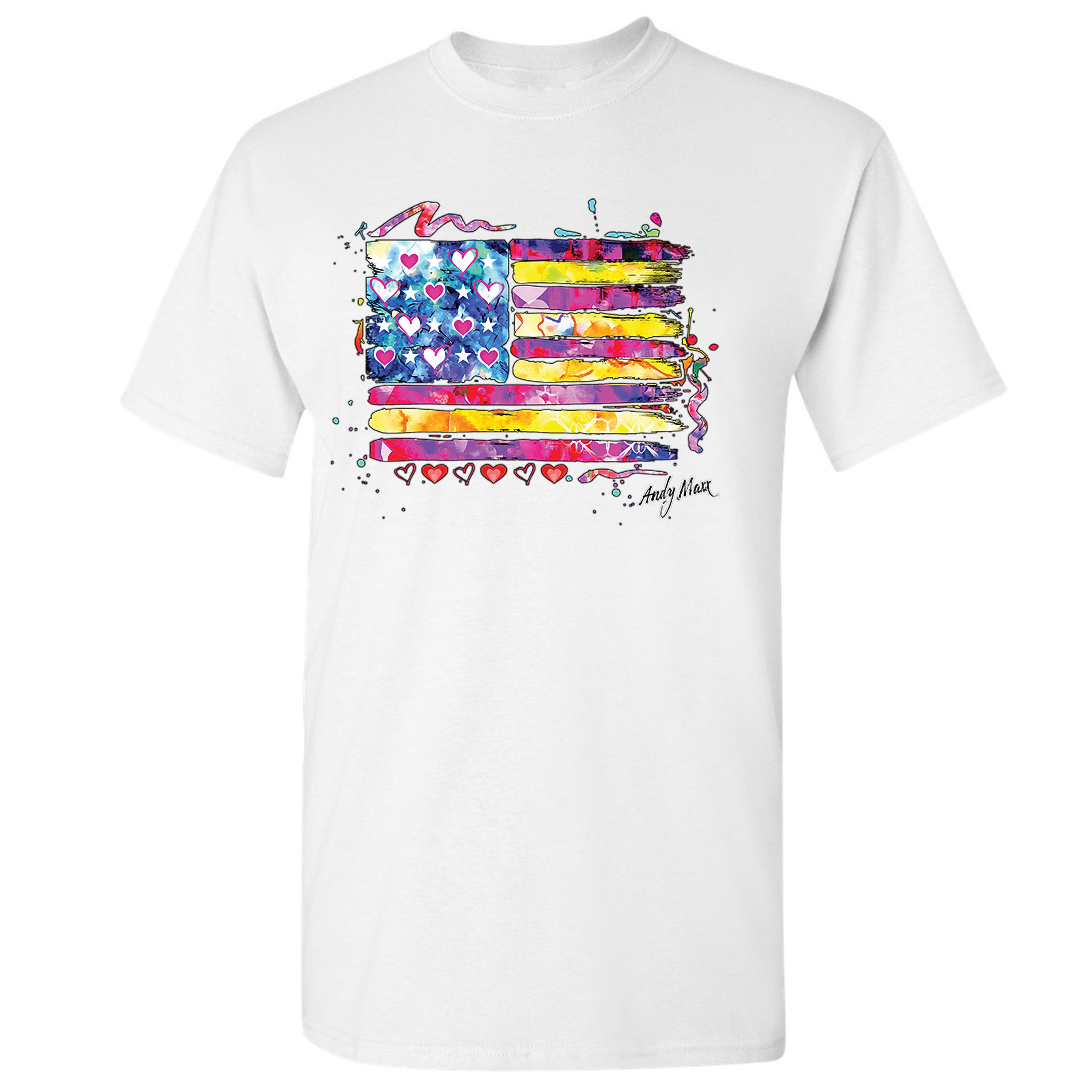 Colorful American Flag T-shirt Patriotic 4th of July Independence Men's Tee - Picture 27 of 65