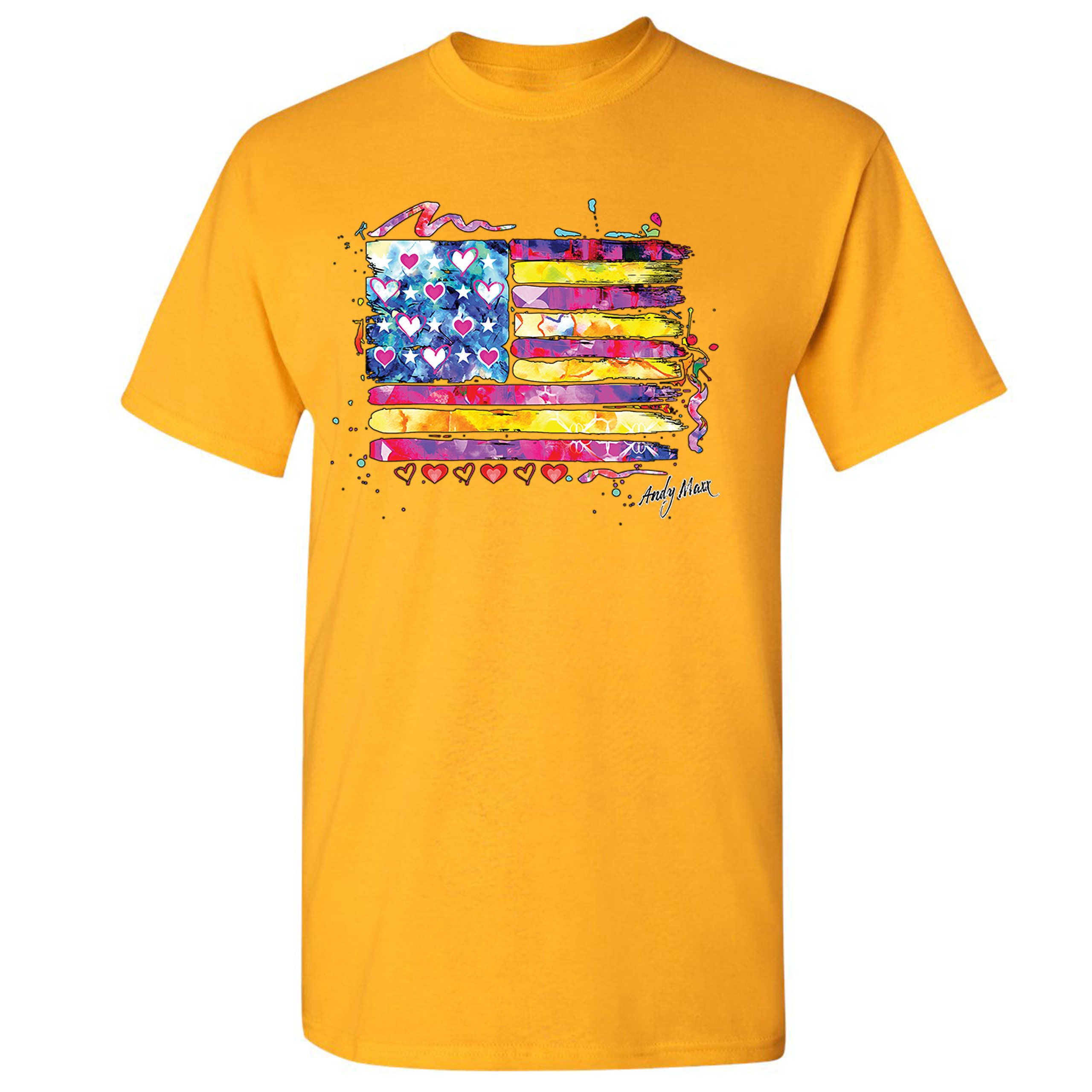 Colorful American Flag T-shirt Patriotic 4th of July Independence Men's Tee - Picture 63 of 65