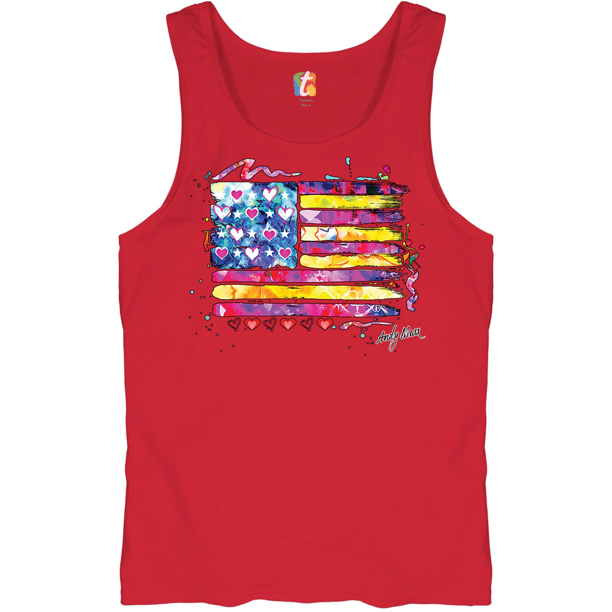 Colorful American Flag Tank Top Patriotic 4th of July Independence Men's Top - Picture 10 of 21