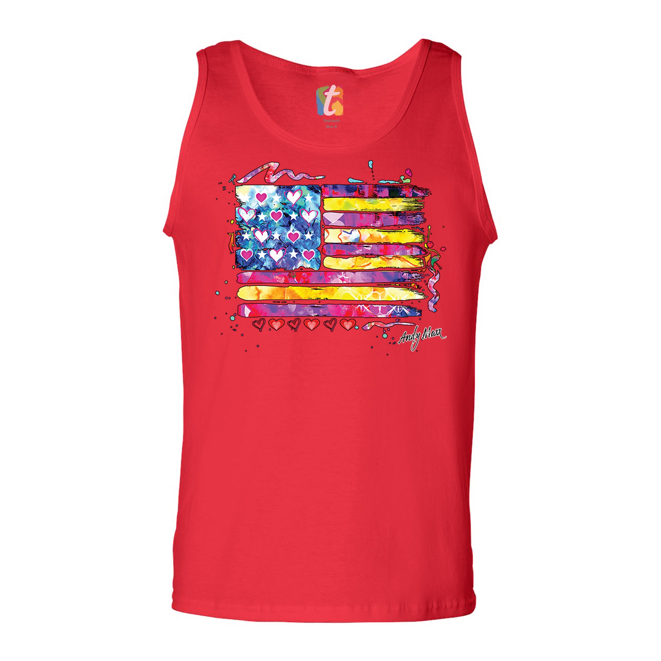 Colorful American Flag Tank Top Patriotic 4th of July Independence Men's Top - Picture 11 of 21