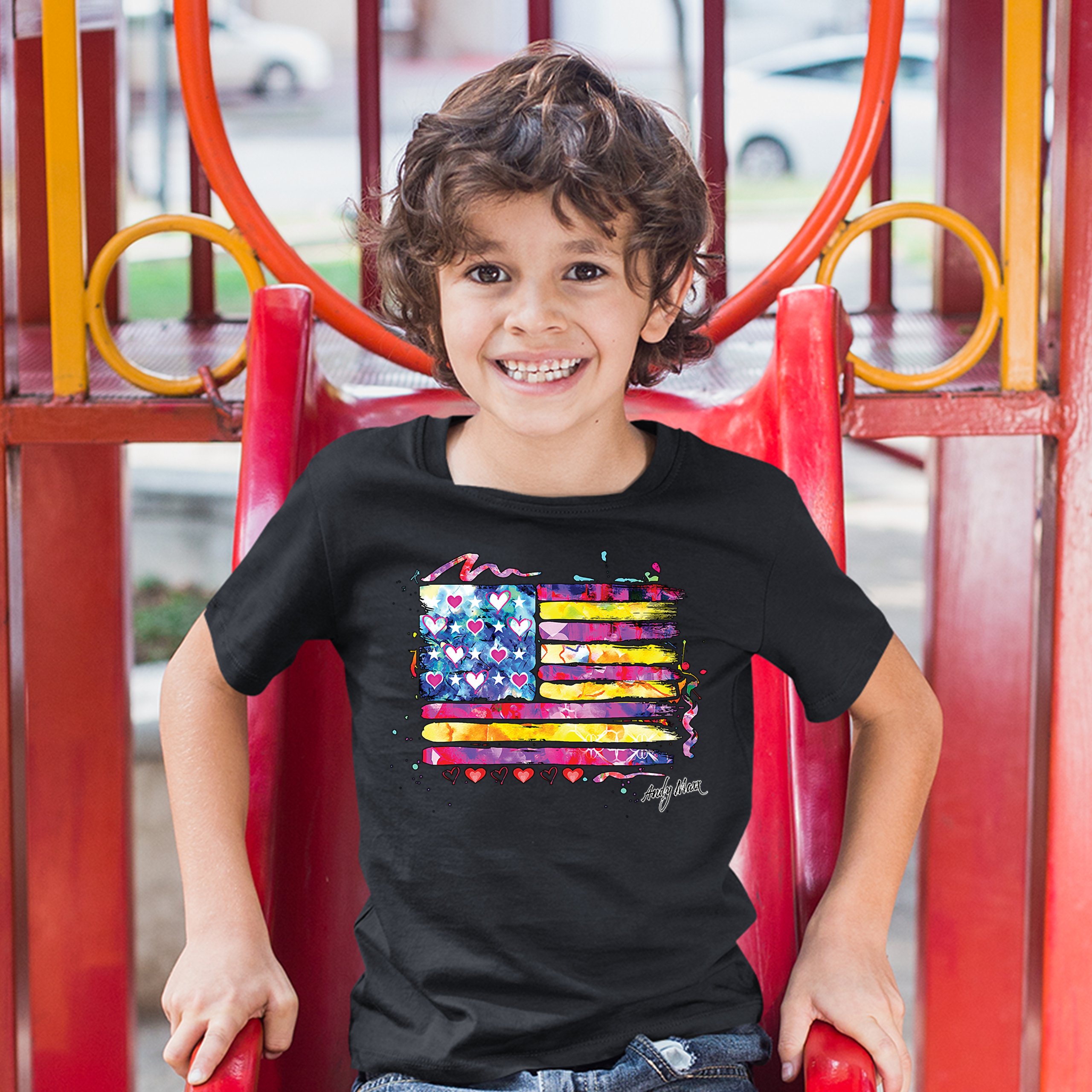 Colorful American Flag Youth T-shirt Patriotic 4th of July Independence Kids - Picture 5 of 29