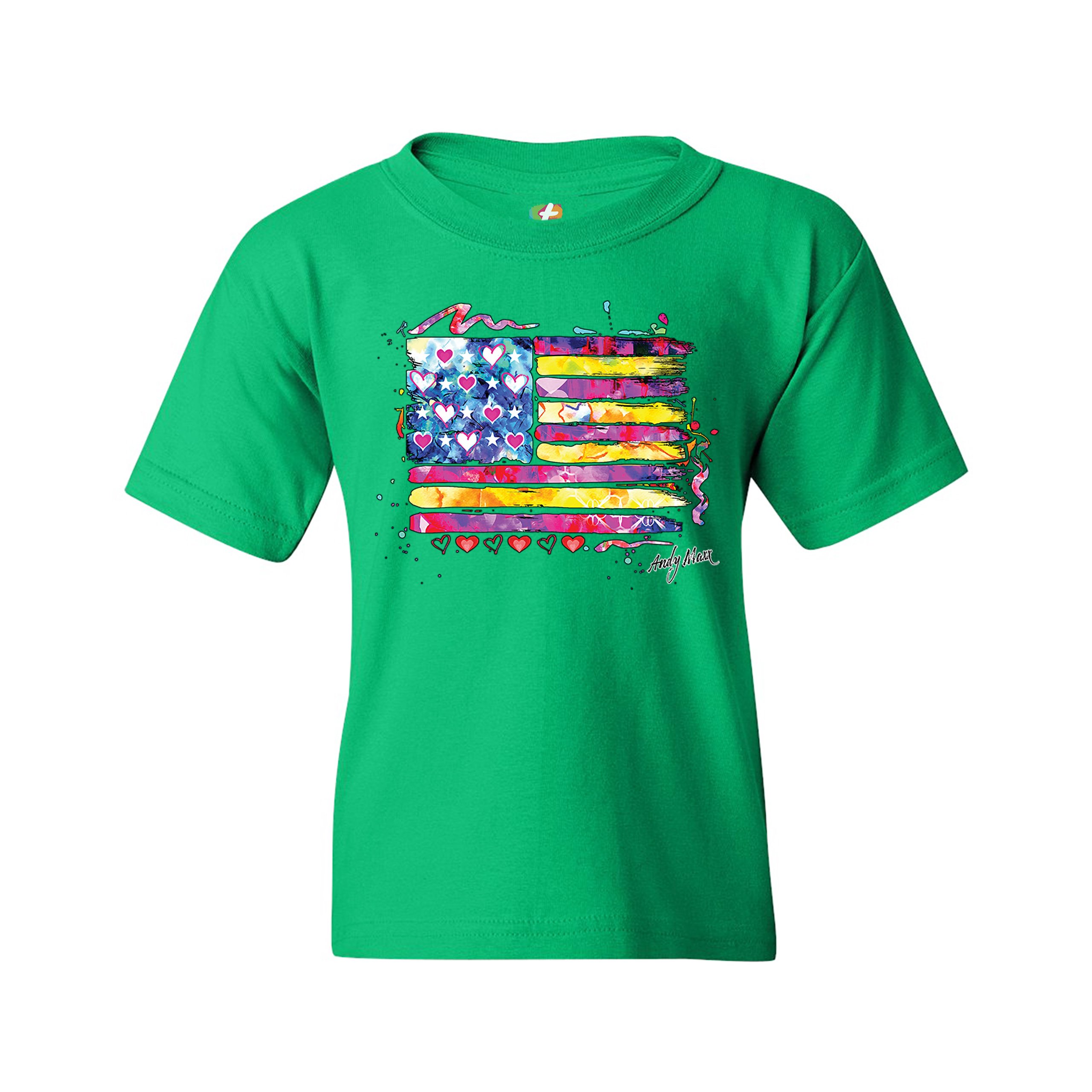 Colorful American Flag Youth T-shirt Patriotic 4th of July Independence Kids - Picture 19 of 29