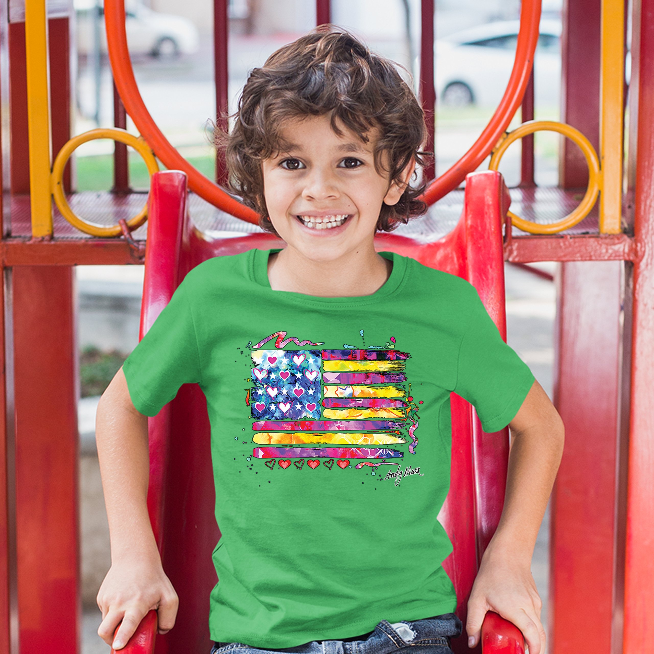Colorful American Flag Youth T-shirt Patriotic 4th of July Independence Kids - Picture 21 of 29