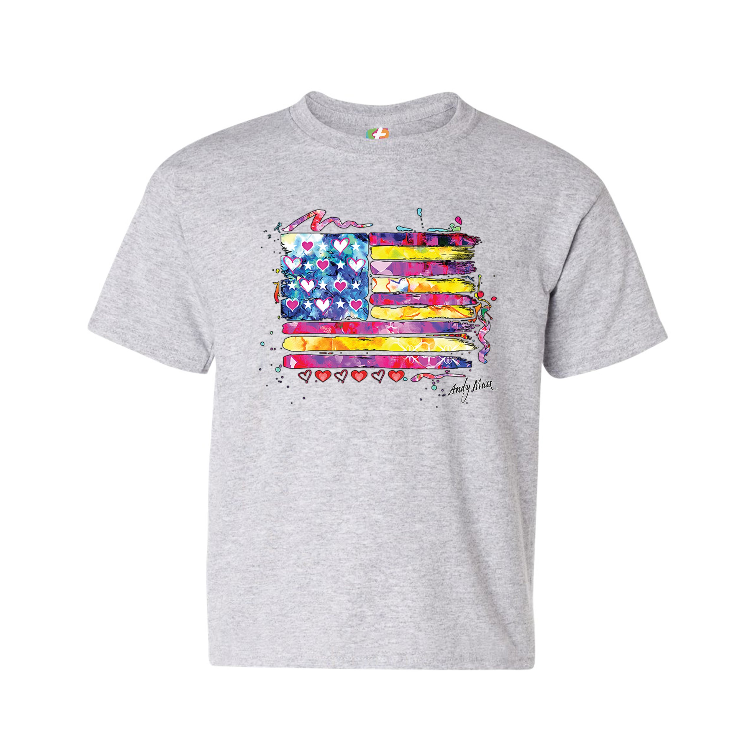 Colorful American Flag Youth T-shirt Patriotic 4th of July Independence Kids - Picture 7 of 29