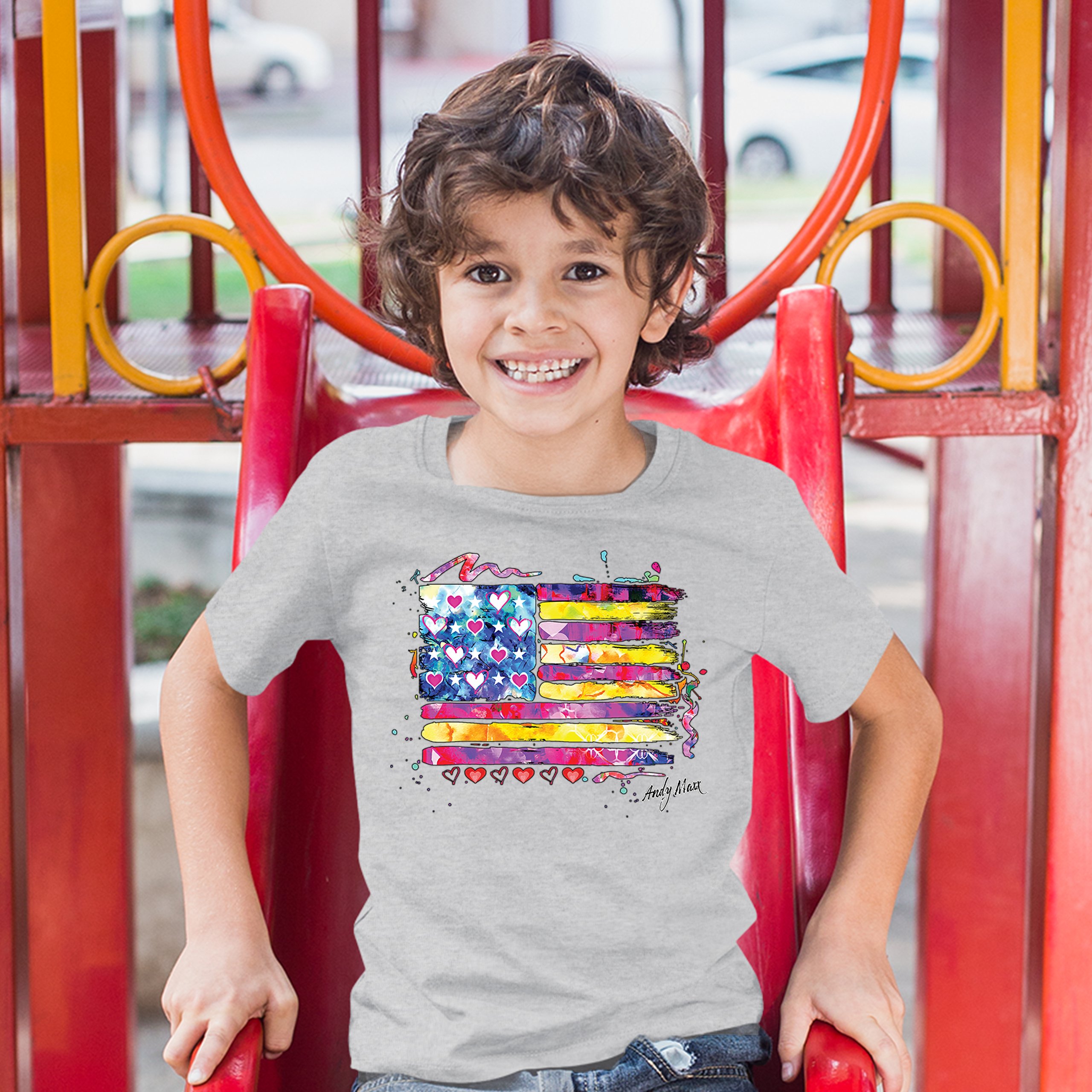 Colorful American Flag Youth T-shirt Patriotic 4th of July Independence Kids - Picture 9 of 29