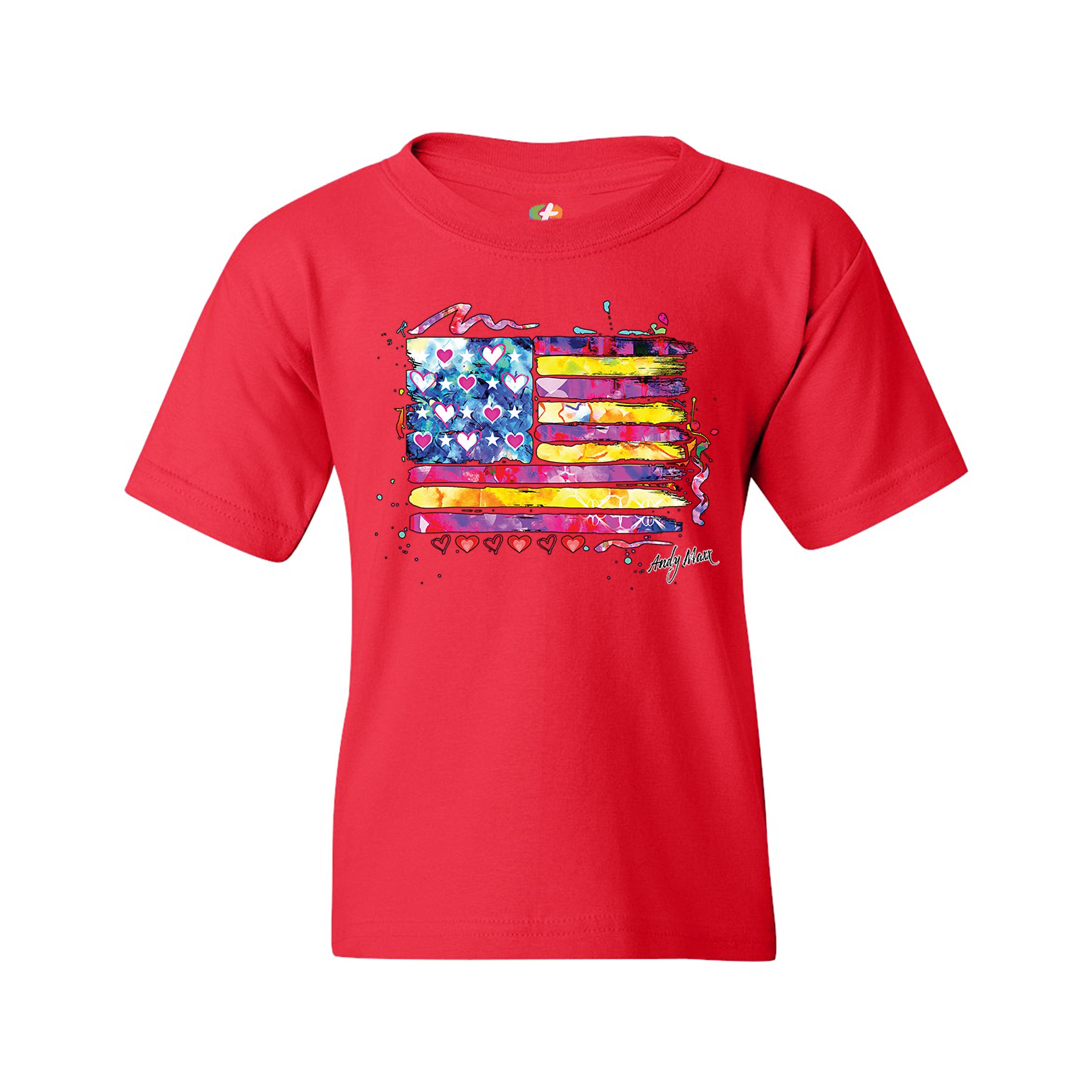 Colorful American Flag Youth T-shirt Patriotic 4th of July Independence Kids - Picture 11 of 29