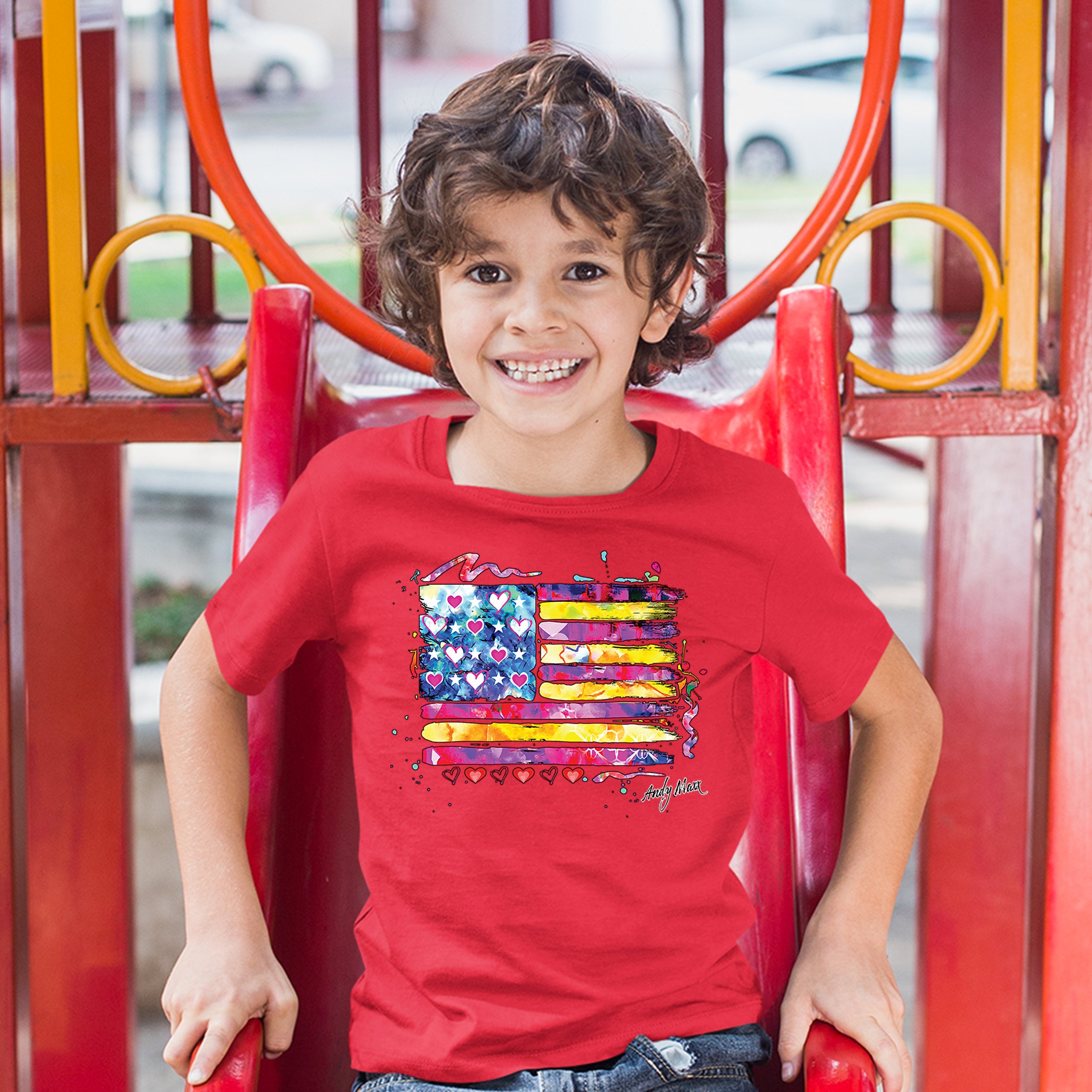 Colorful American Flag Youth T-shirt Patriotic 4th of July Independence Kids - Picture 13 of 29