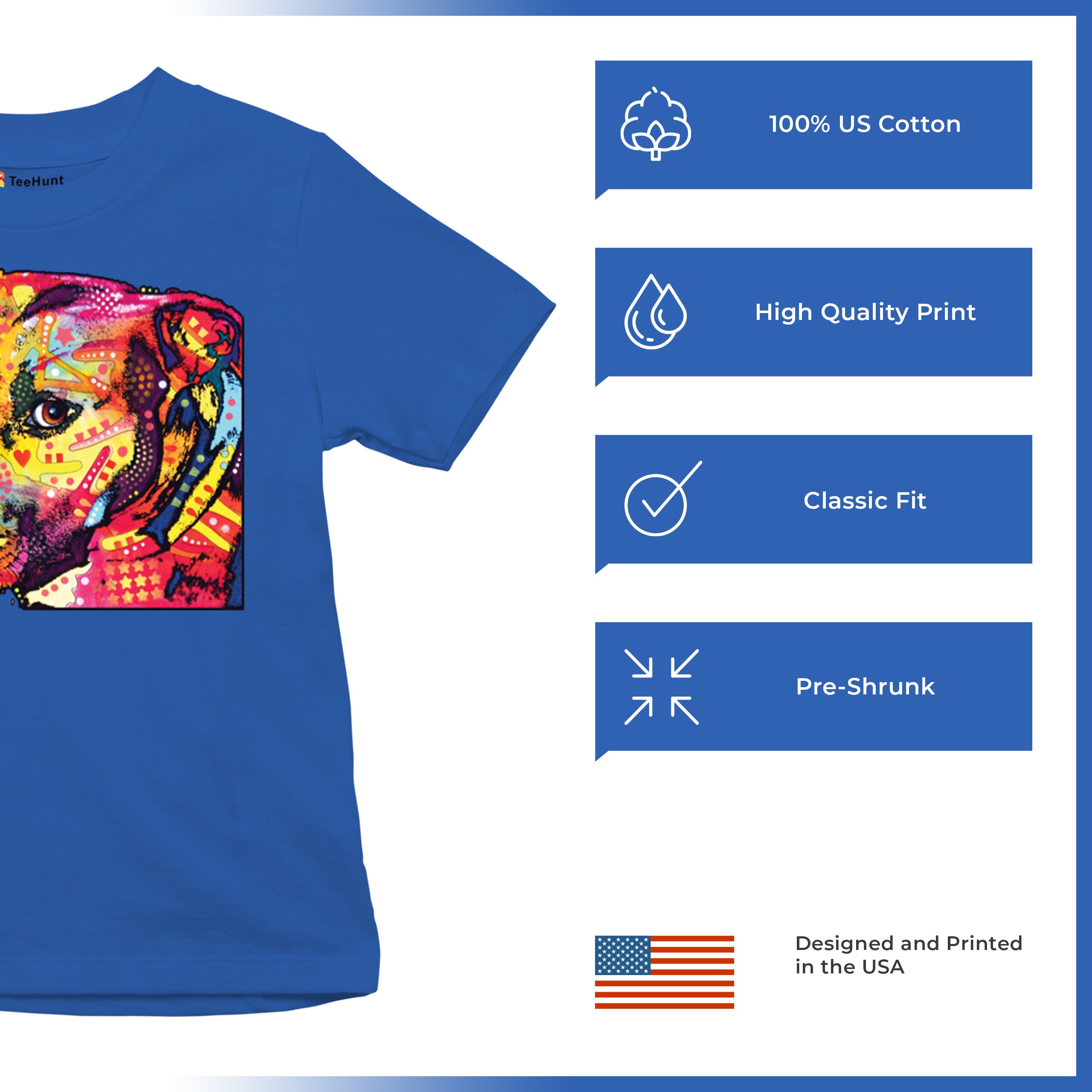 Dean Russo Pit Bull Youth T-shirt Dog Wags Its Tail with Its Heart Kids - Picture 42 of 50