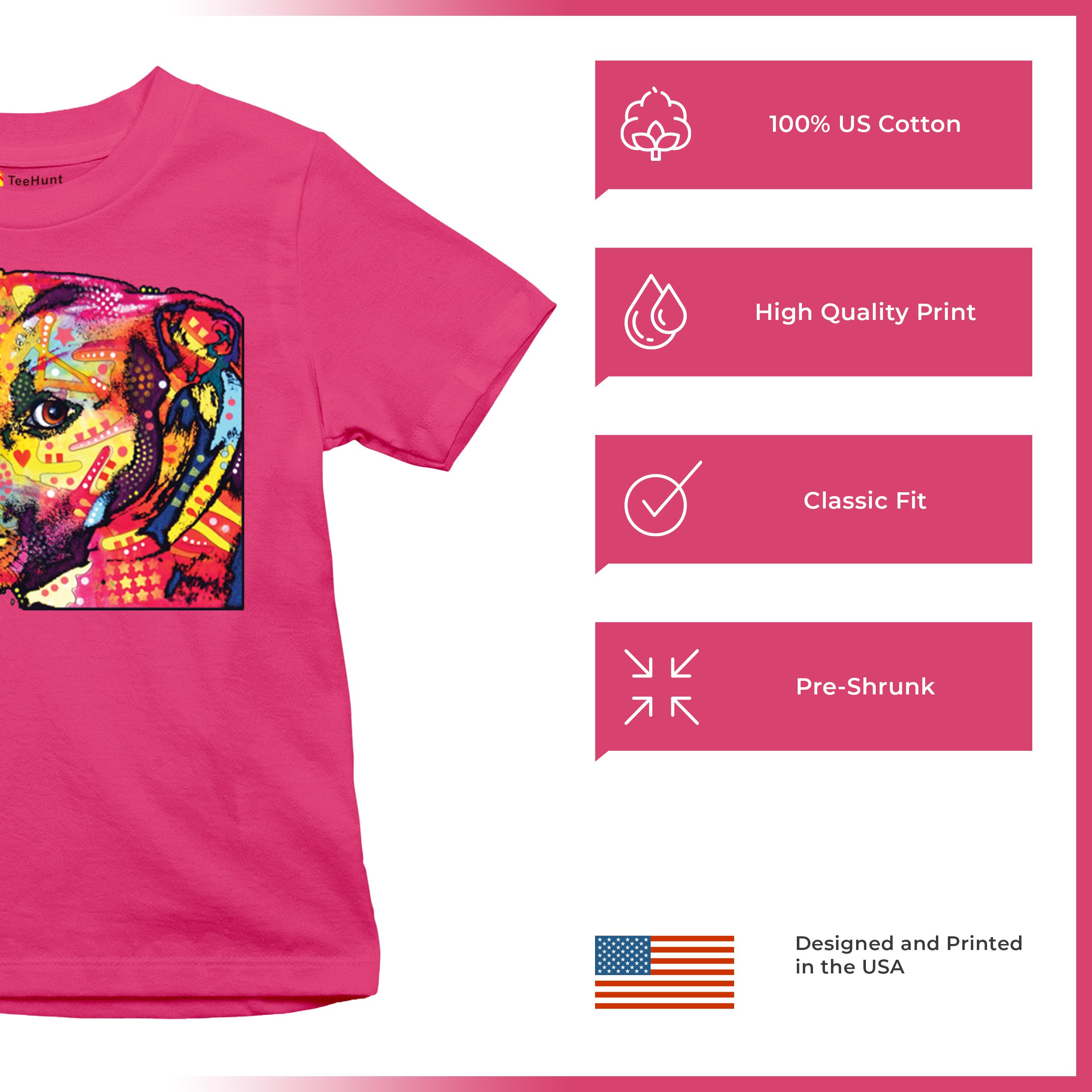 Dean Russo Pit Bull Youth T-shirt Dog Wags Its Tail with Its Heart Kids - Picture 49 of 50